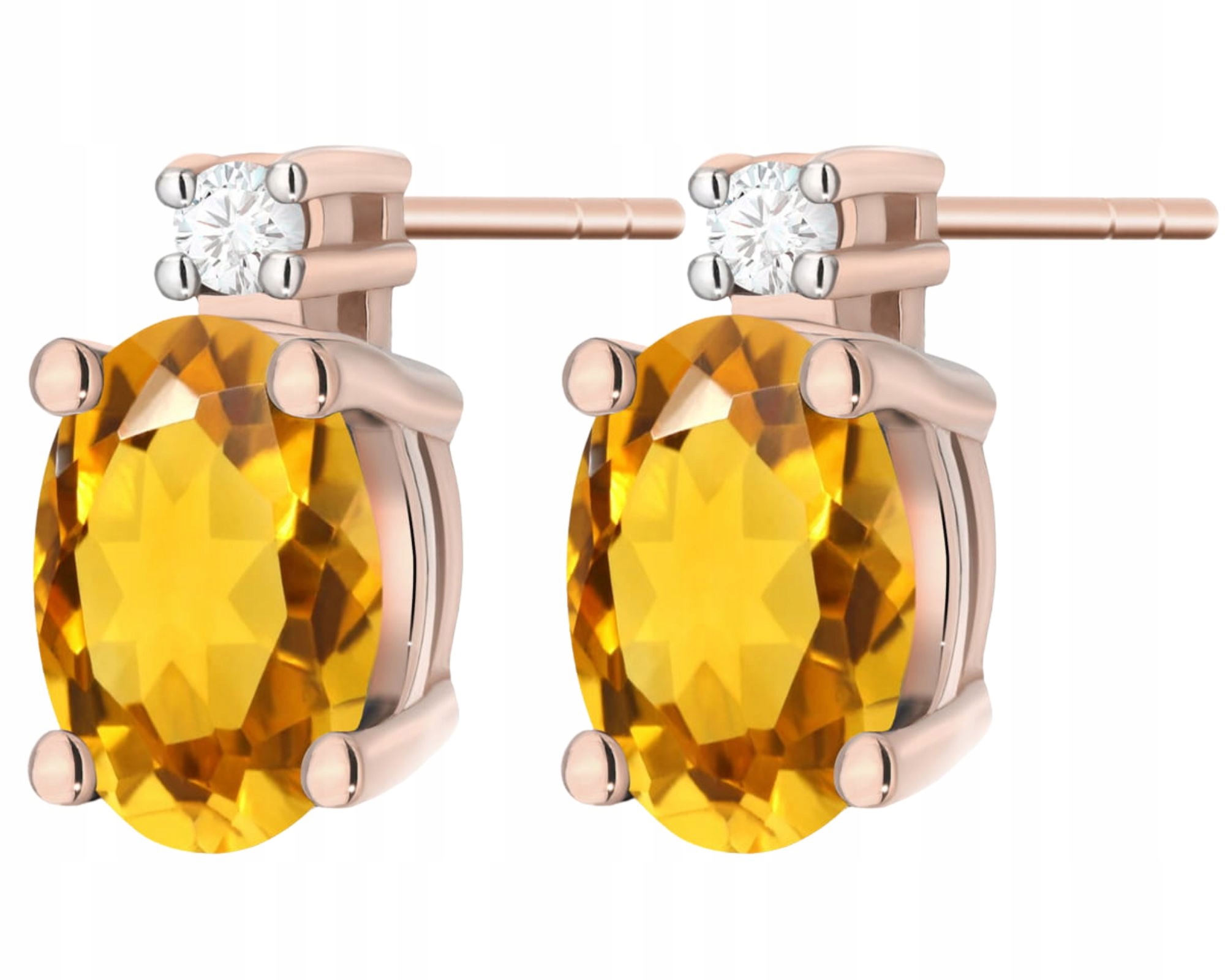Růžové Zlato Náušnice S Citronem A Brilianty Zlato 585 Ks