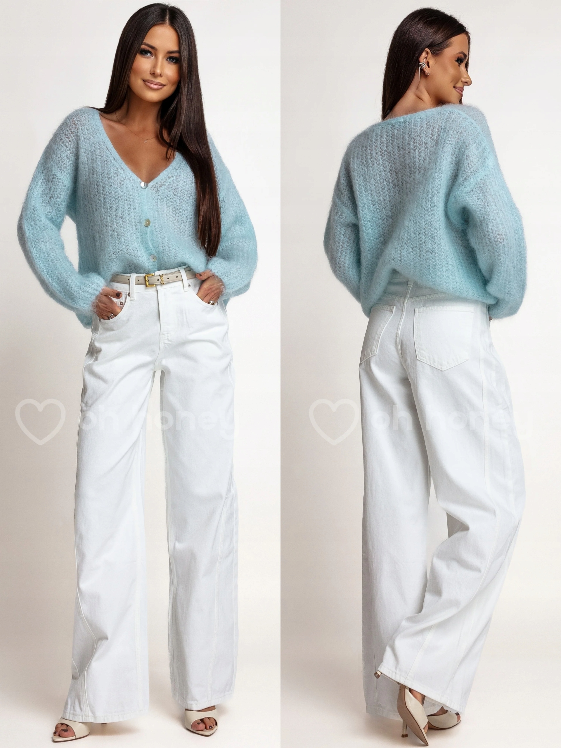 Džínové kalhoty Wide Leg Bílé Harlem M