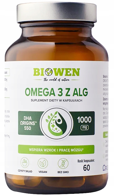 Biowen OMEGA 3 z ALG KWASY DHA VEGAN ODPORNOŚĆ WZROK PAMIĘĆ