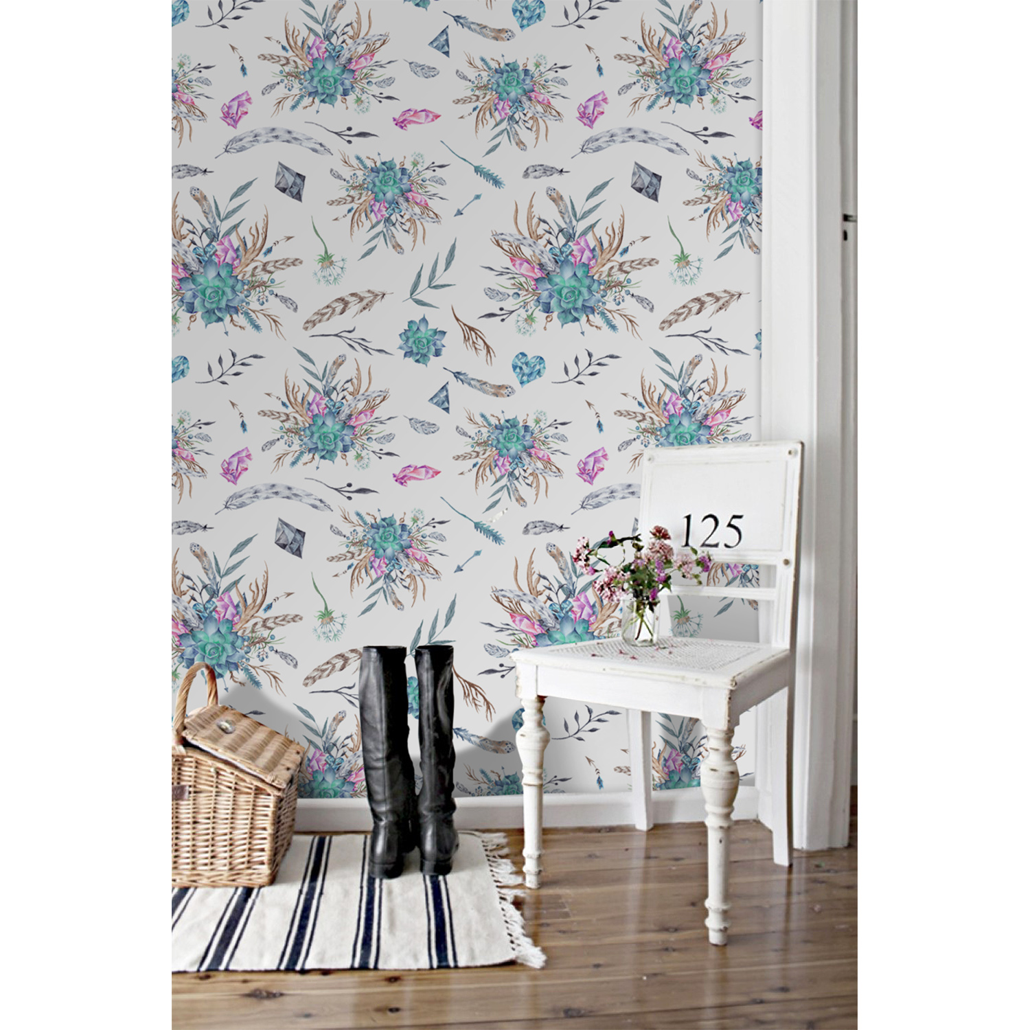 

Fototapeta na flizelinie Sukulenty i pióra 250x104