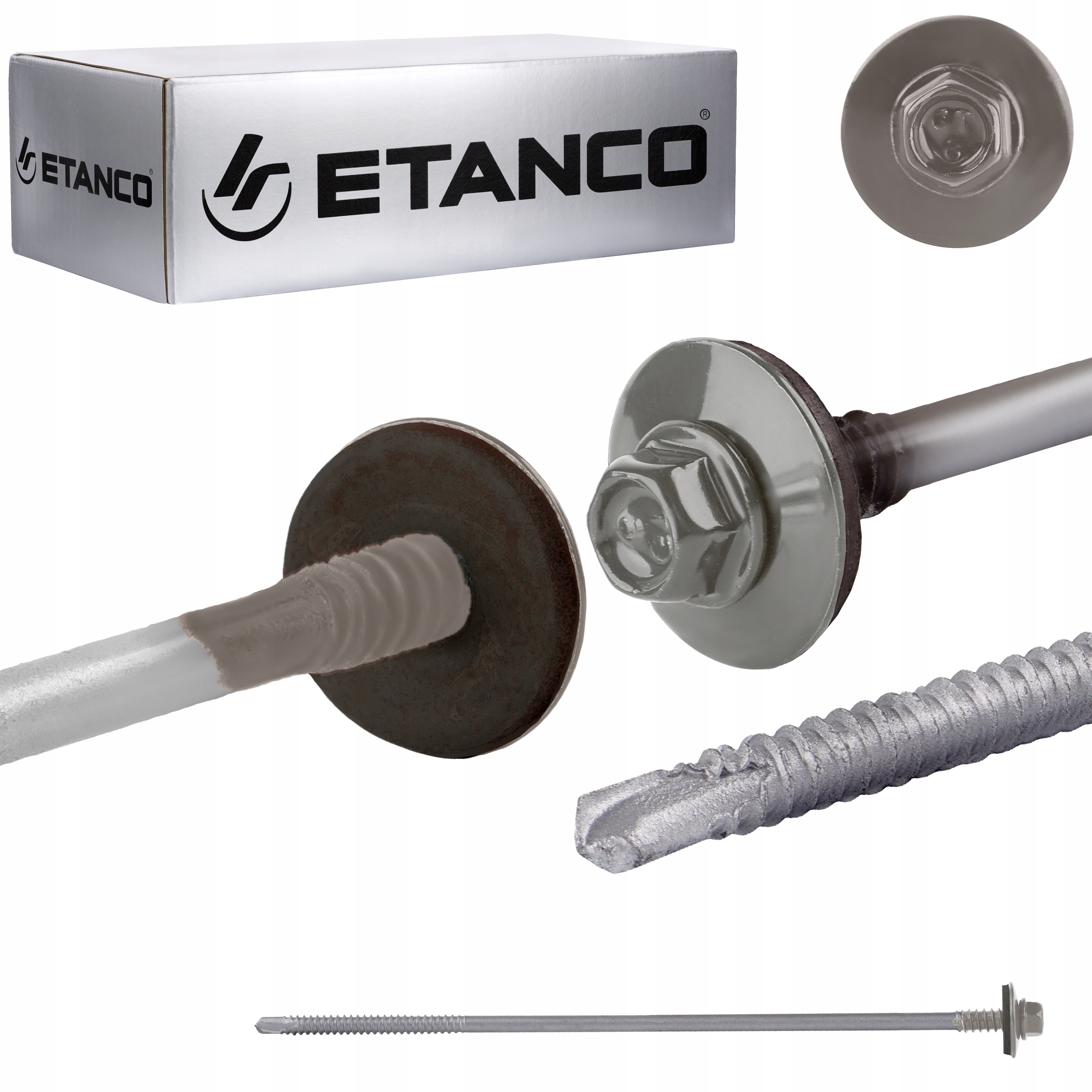 Wkręty do płyty warstwowej 175 mm Ral 9007 100 szt. do metalu Etanco GTR6