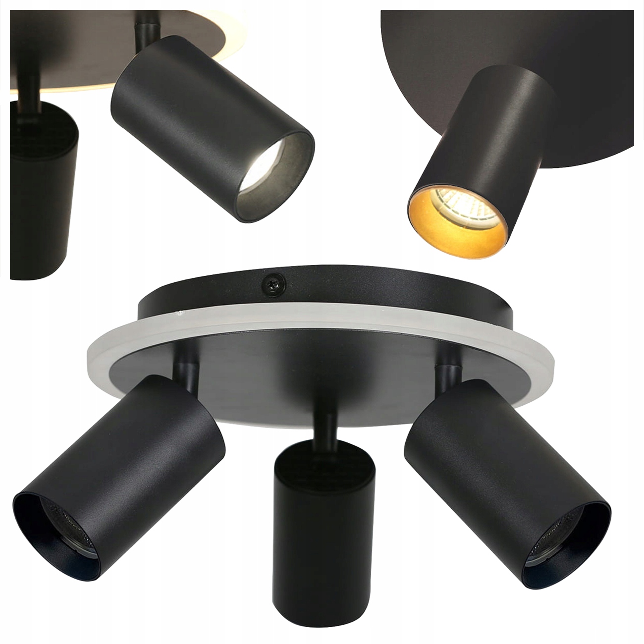 Stropní Svítidlo Parma 3 Kulatý Černý 3XGU10 Led Cct Stropní Svítidlo Stylová IP20