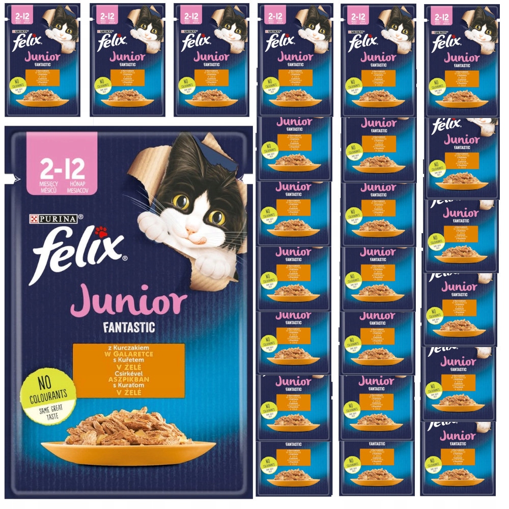 Levně Felix Junior Fantastic Kuře s želé Krmivo pro koťata 24x85 g