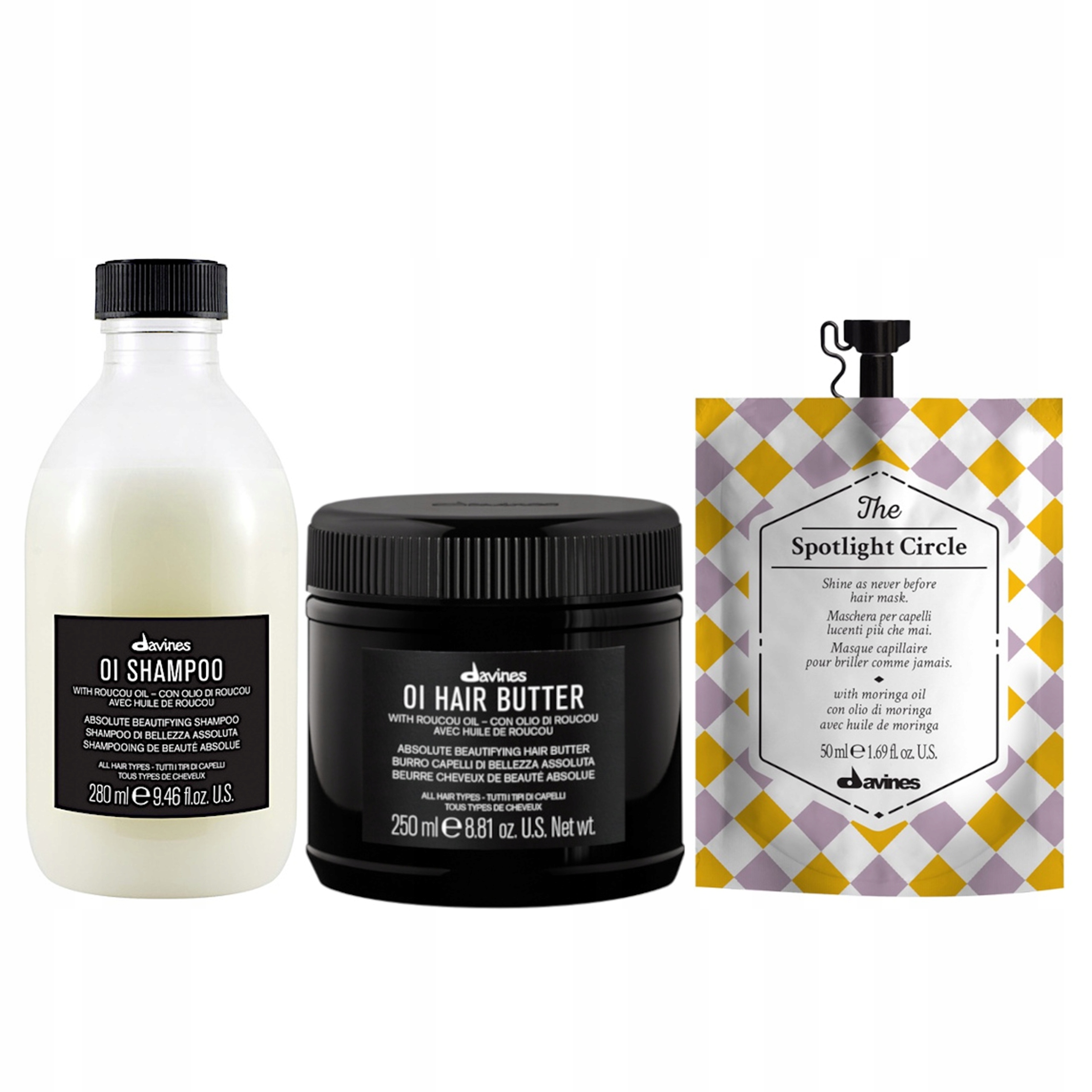 Davines Oi Oil šampon 280 ml máslo 250 ml maska Spotlight Circle 50 ml