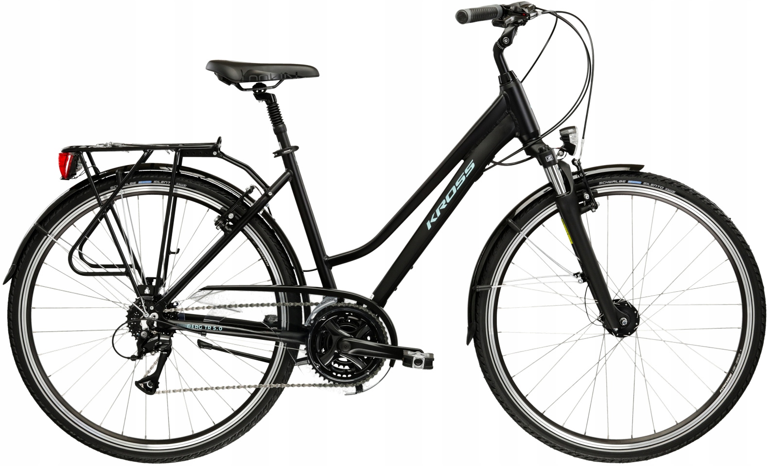 Rower trekkingowy damski Kross Berg Tr 5.0 28 L(19") czarny/turkusowy mat