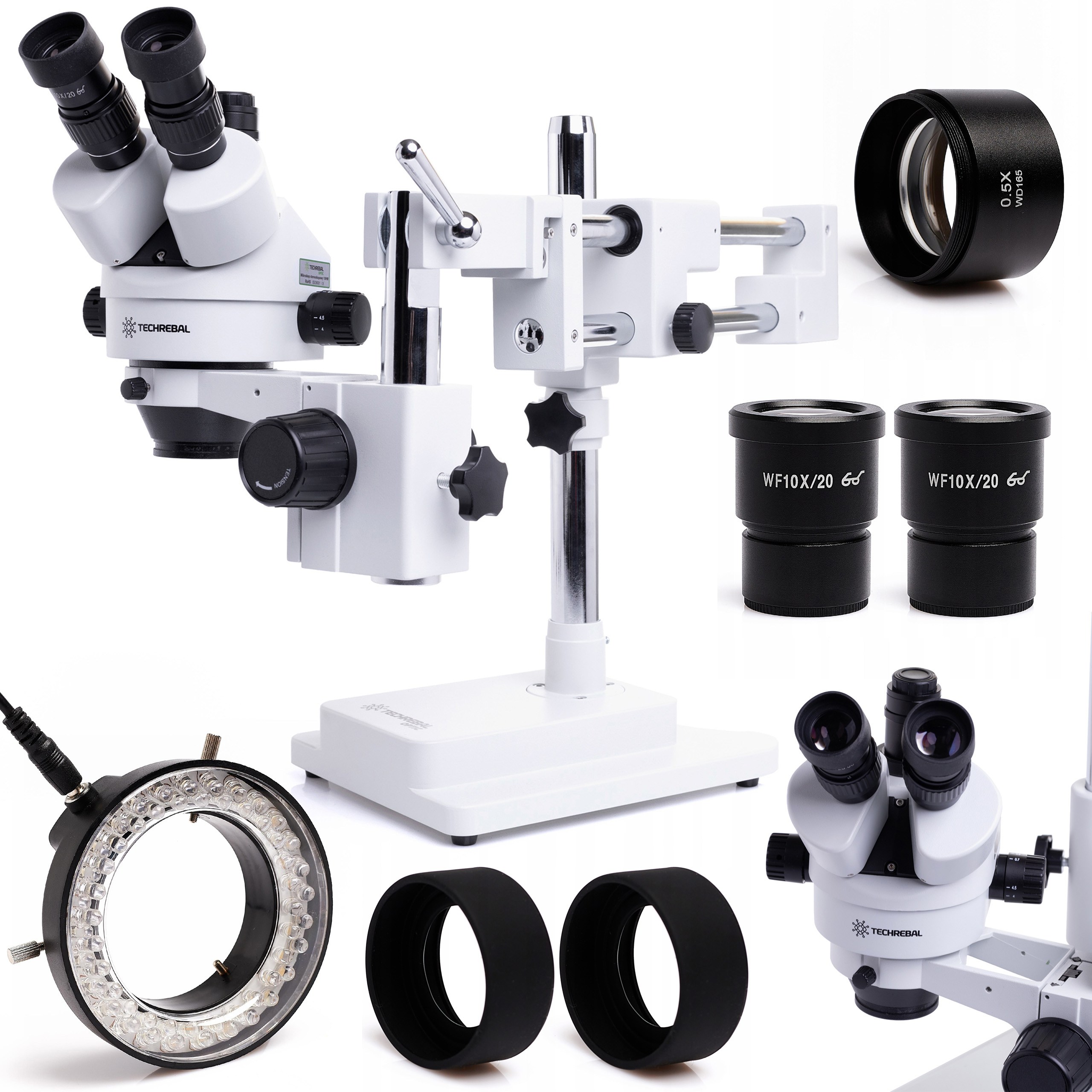 Trinokulární Stereoskopický Mikroskop Techrebal 10HW Osvětlení Čočka