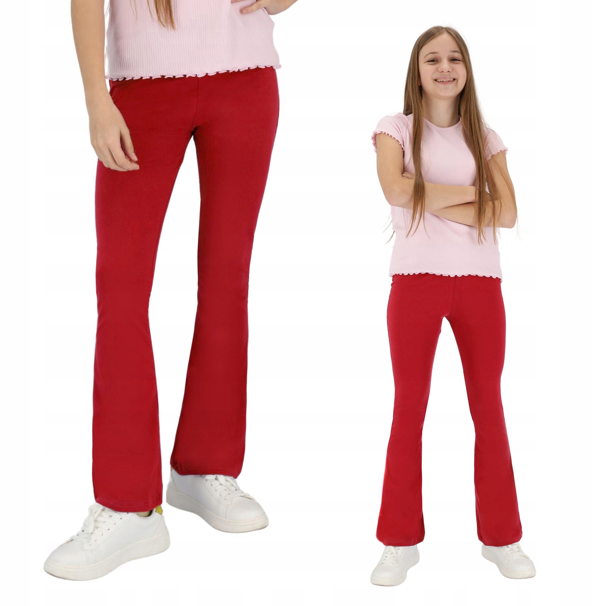 DZIECIĘCE DZWONY LEGGINSY BAWEŁNIANE CZERWONY