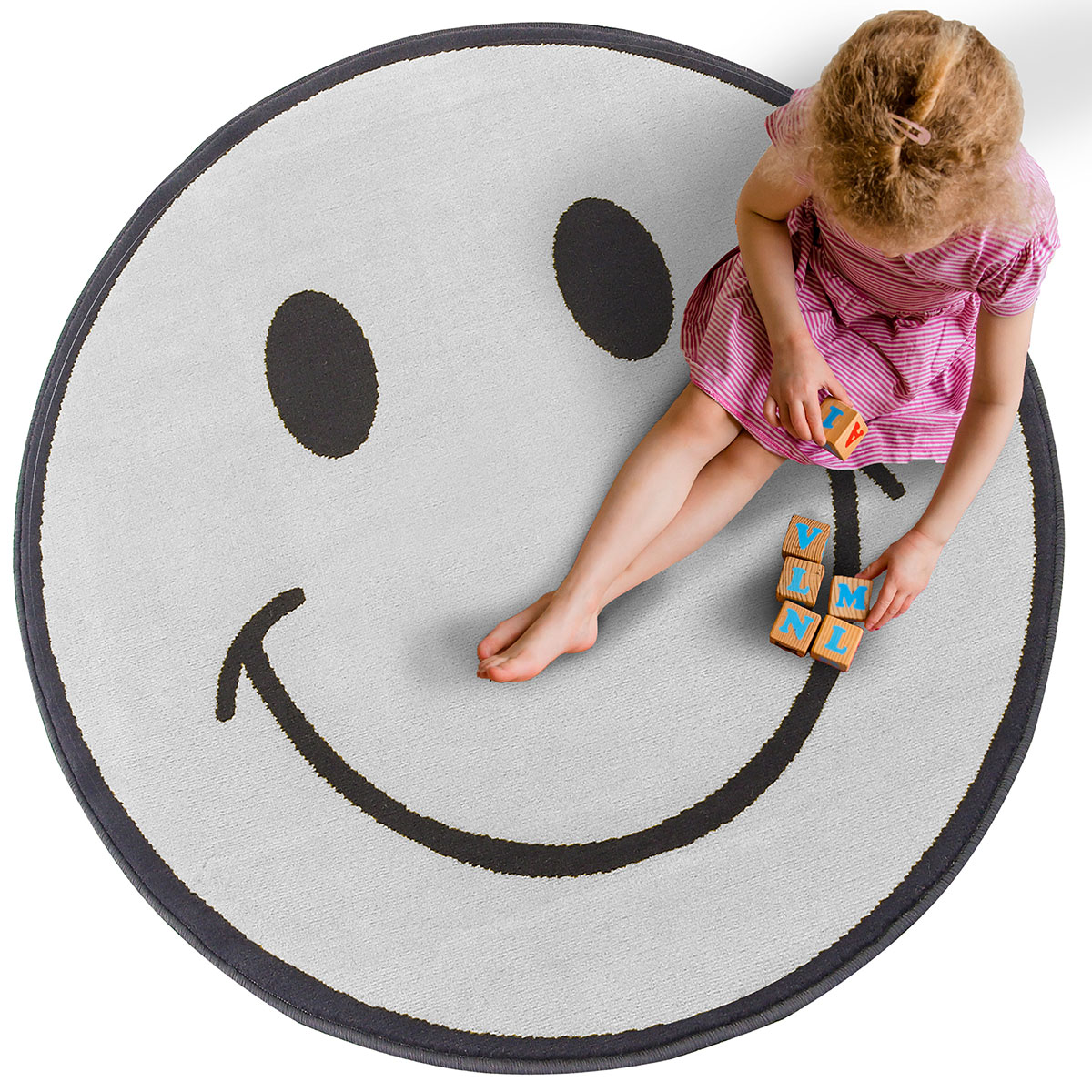 Kulatý Koberec Emoji Dětský Koberec Mládežnický Šedý Venezia 120x120
