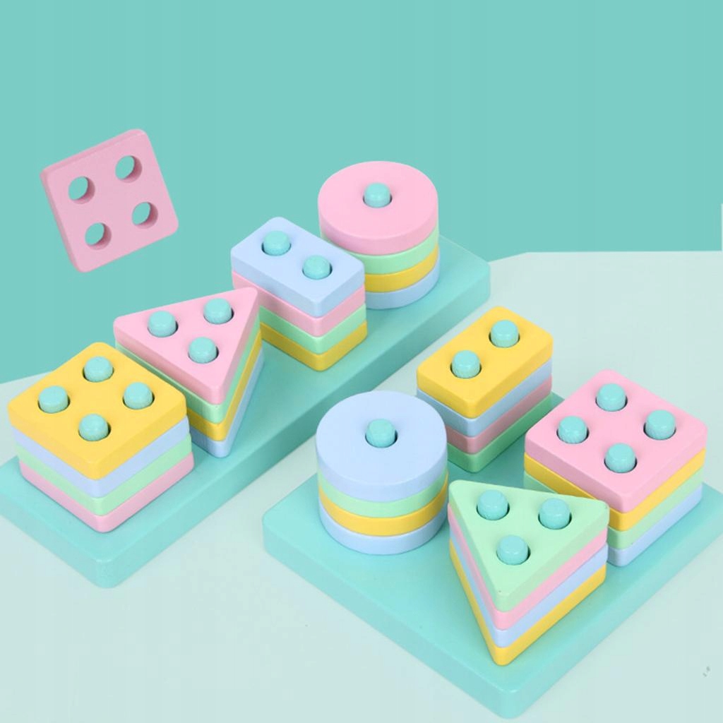 c/ Wooden Geometric Shape Sorter Blocks Montessori Kod producenta Trevory-57030851