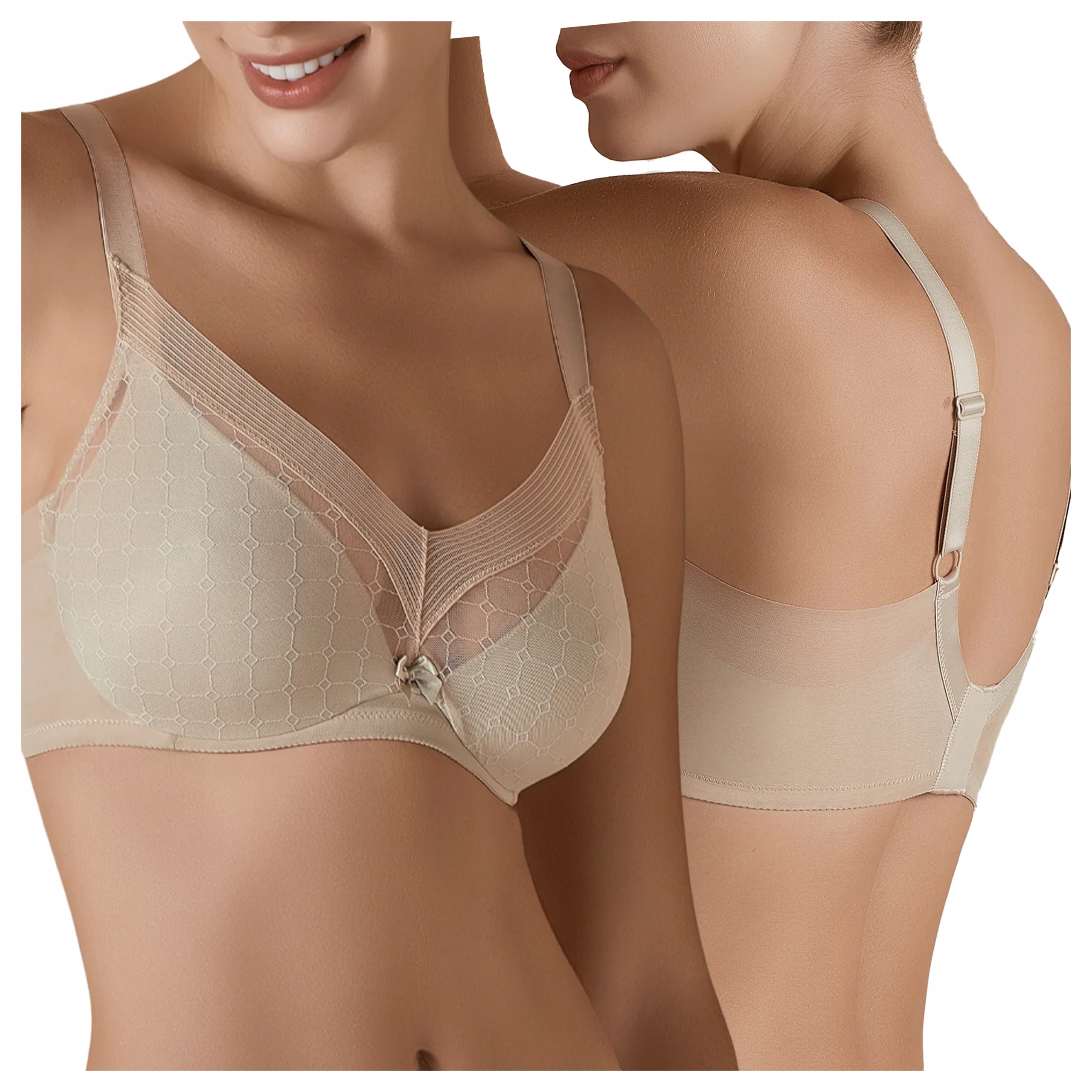 Elegantní měkká podprsenka s kosticemi a zesílenými boky Roxana Béžová 85C