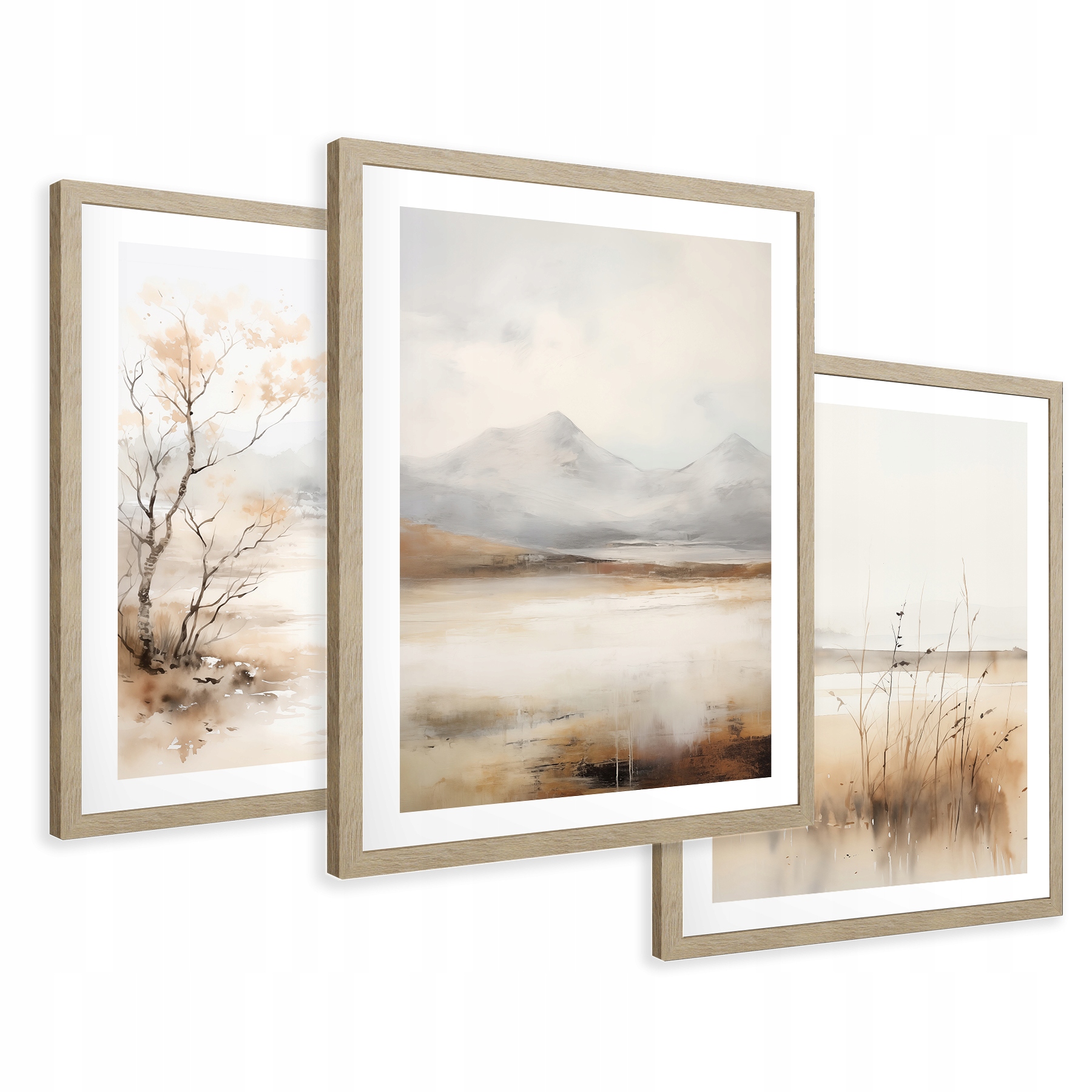 Zestaw Obrazy w ramie plakaty pampas góry krajobraz pejzaż tryptyk 53x129