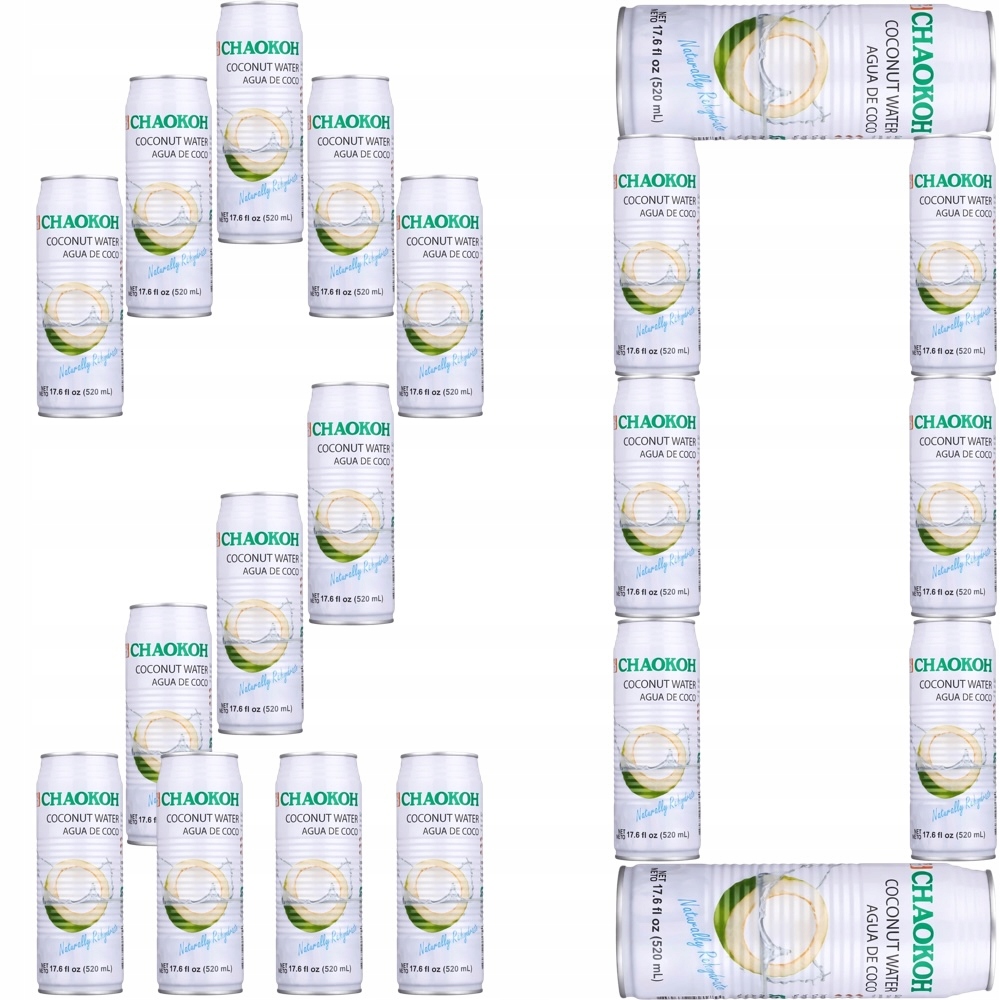 20 x Zdravá Kokosová voda 100% přírodní hydratace 520 ml 0,5 l Chaokoh