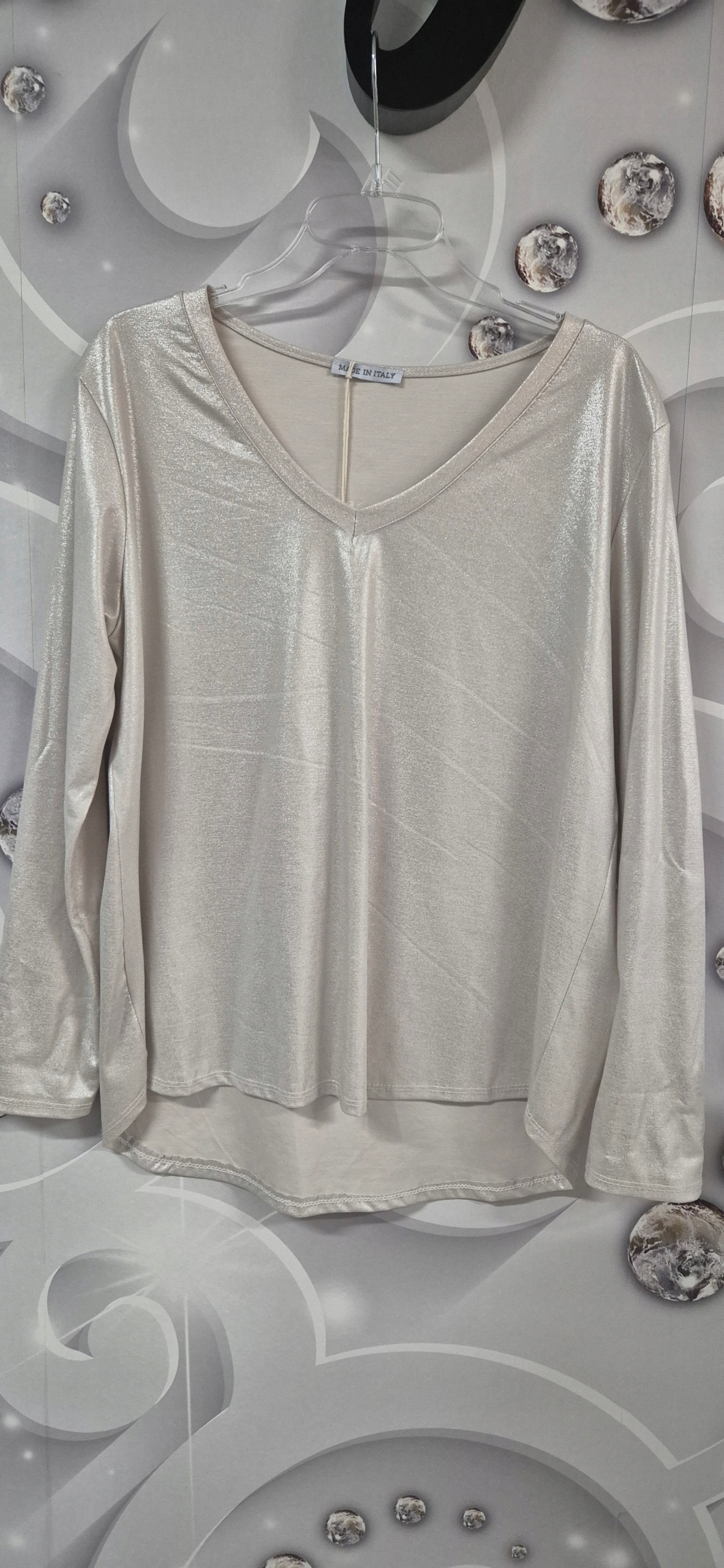 Krásná italská halenka L'ivans zlatá šampaňská uni, L, XL