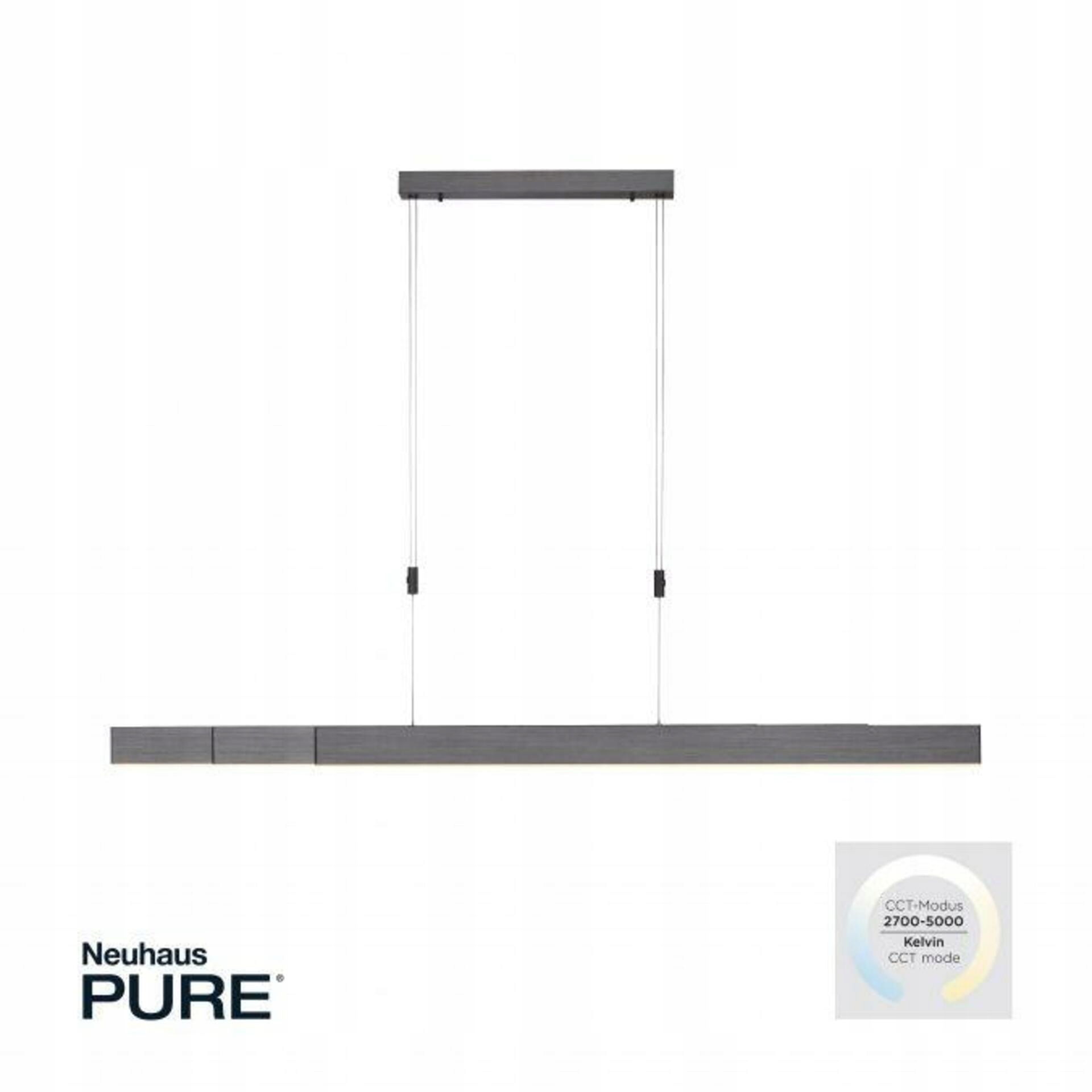 Paul Neuhaus Pure Moto e-SLIDE Led závesné svietidlo, šedé, 120-200 cm, Cct,