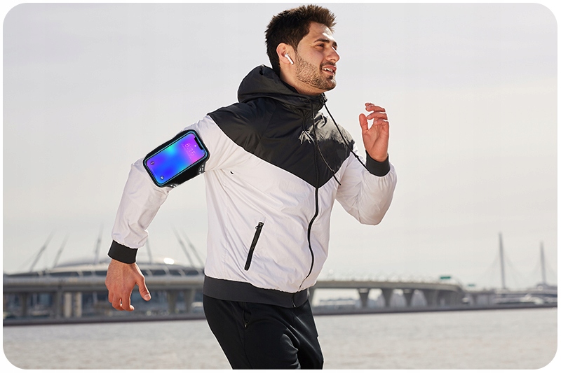 ARMBAND SPORTOWA OPASKA NA RAMIĘ CZARNY ARMBAND NA TELEFON ETUI DO BIEGANIA Szerokość produktu 43 cm