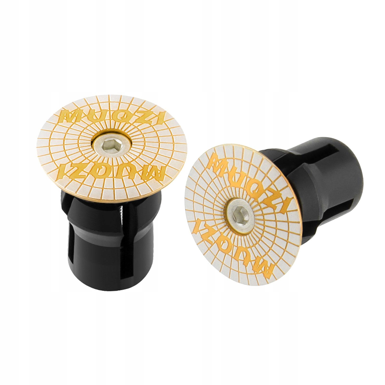 2x Rowery Bar End Plugs Expansion Locking Bike Handlebar Gold Grids Mark