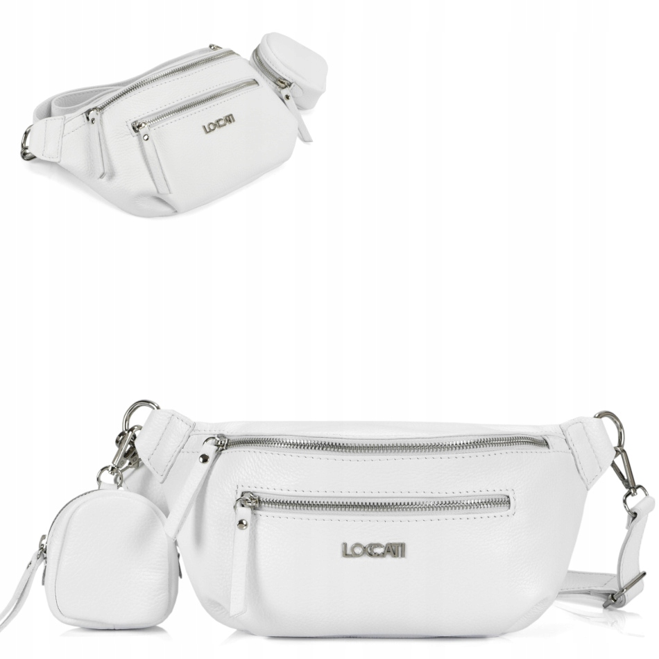 

Biała modna nerka skórzana saszetka crossbody