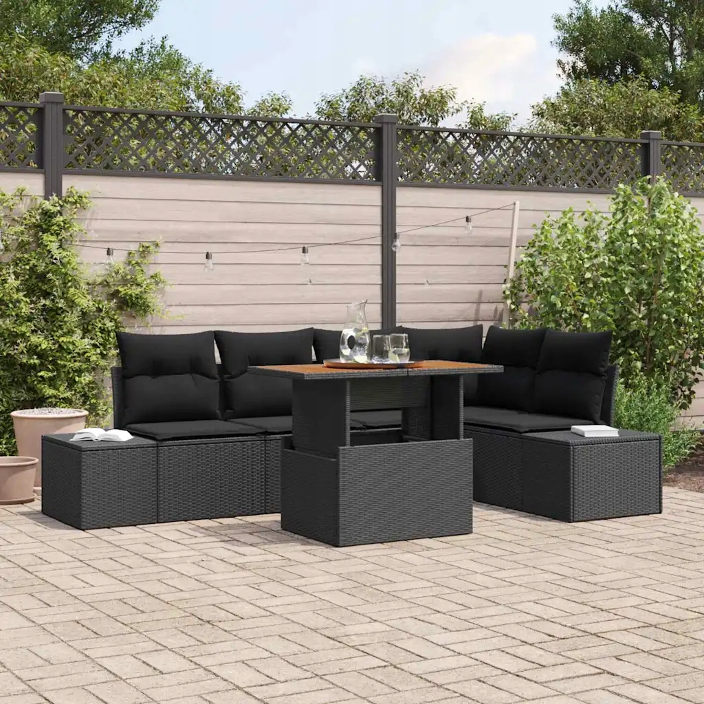 Zahradní jídelní souprava 6 pcs Černá a hnědá 100 x 55 x 73 cm Černá 334996