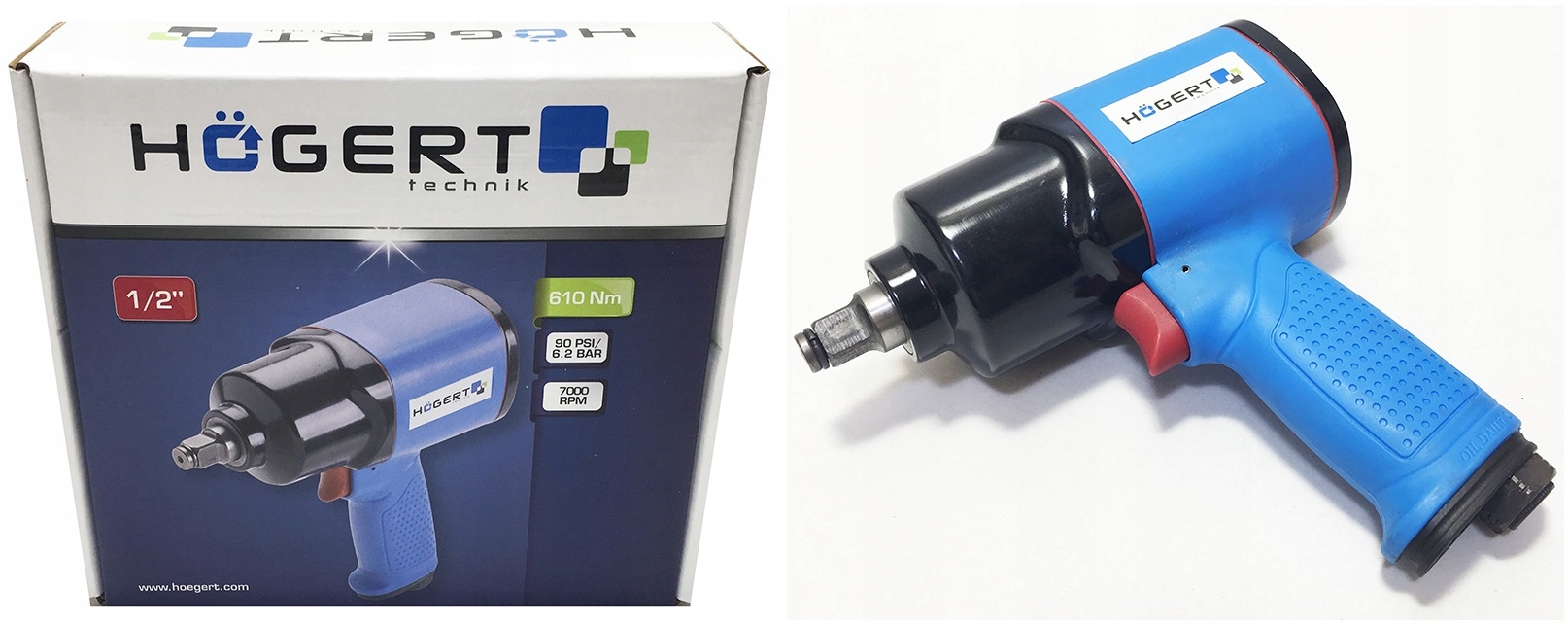 HOGERT HT4R622 KLUCZ UDAROWY 1/2" 610Nm LEKKI Rozmiar trzpienia 1/2''