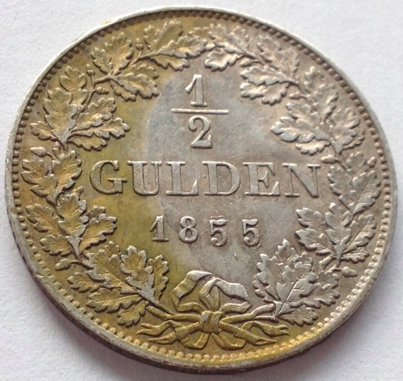 1/2 Gulden 1855 Ludwik III Grosherzog Ag
