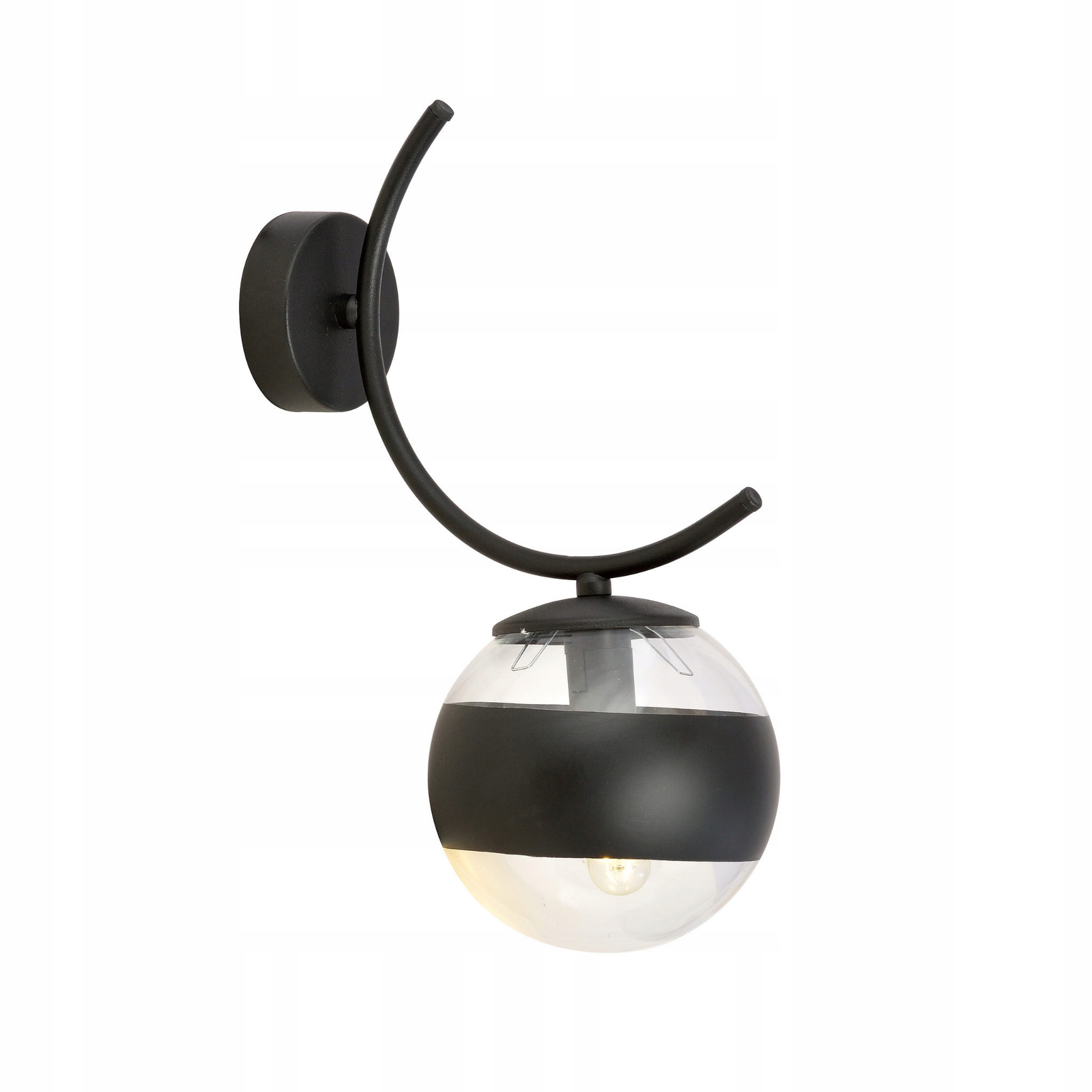 Emibig Boston 1xE14 10W nástěnná lampa černá/ Průhledný kov/ Sklo Emibig