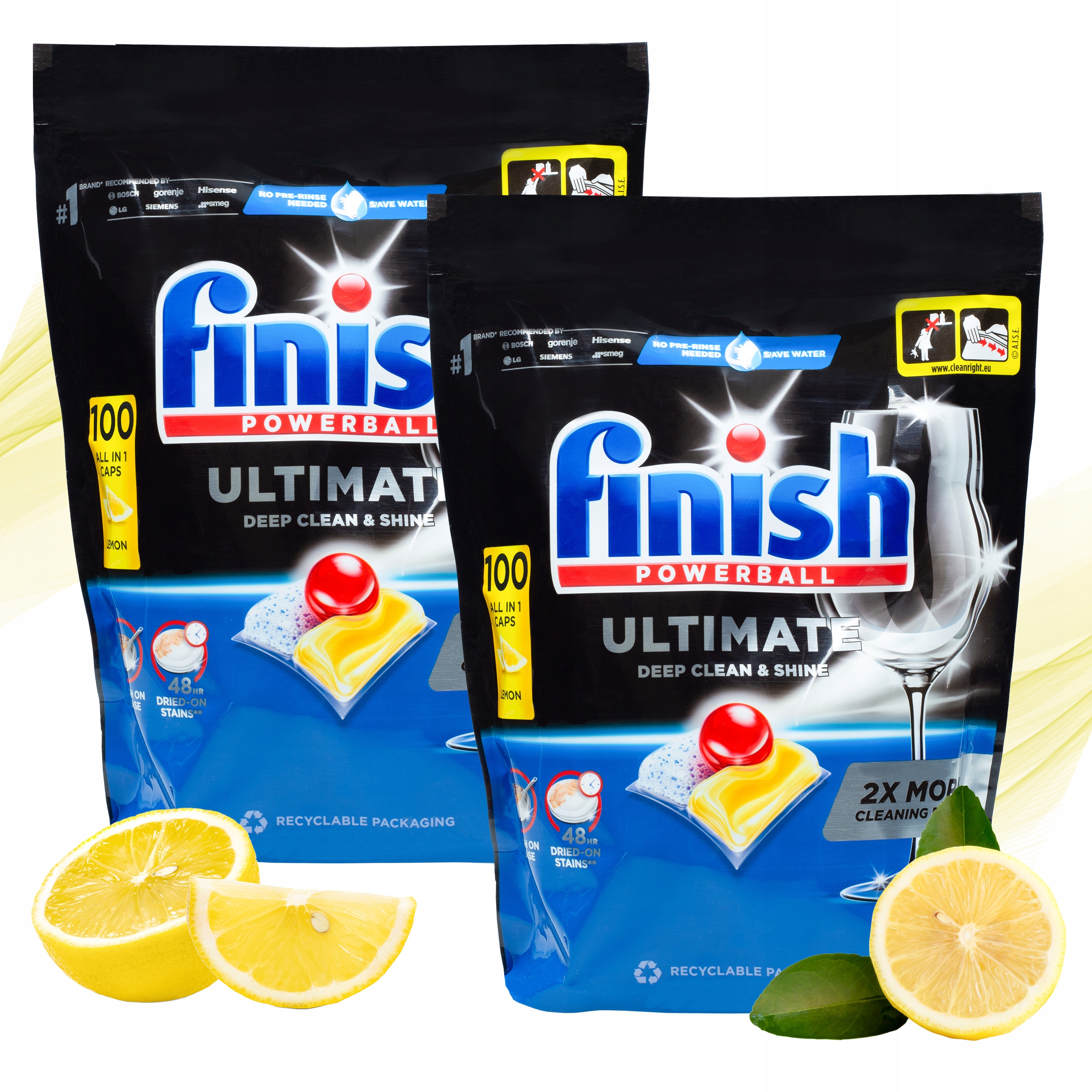 Levně Kapsle do myčky nádobí Finish Ultimate Lemon Citron 2 x 100 ks XXL Paka