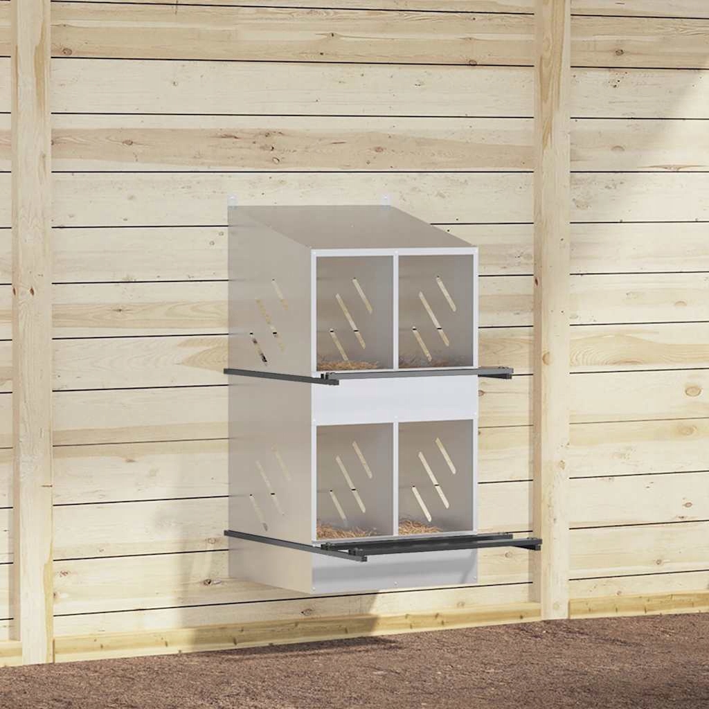 Levně Fionshop 262669651 Hnízdní box pro kuřata 4 přihrádkami Pozinkovaný stříb