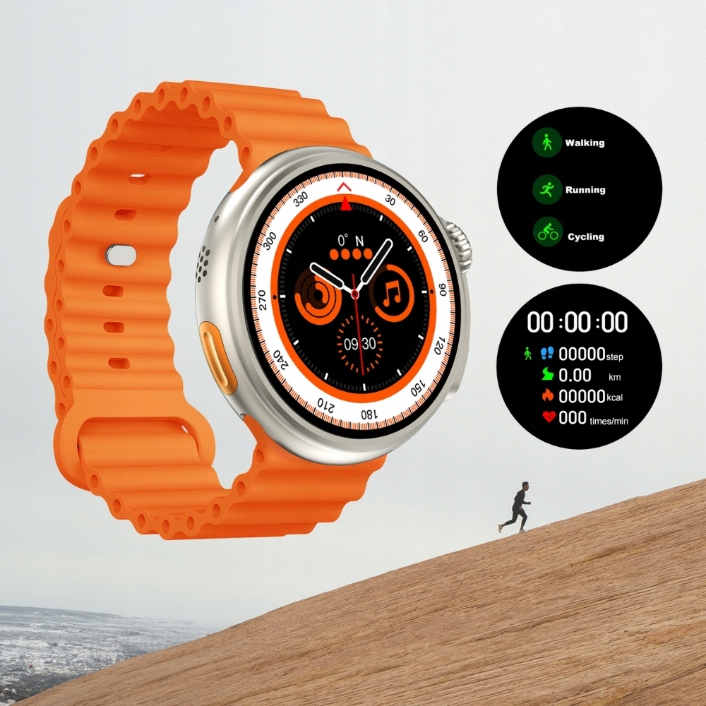 Smartwatch Zegarek Metal AMOLED menu PL Rozmowy EKG Android iOS + 2 paski Transmisja danych brak