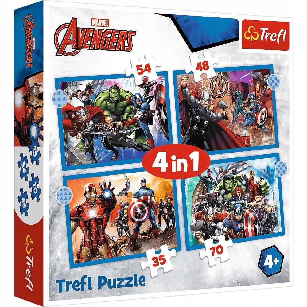 

Trefl Zestaw Puzzle 4W1 Marvel Odważni Avengersi