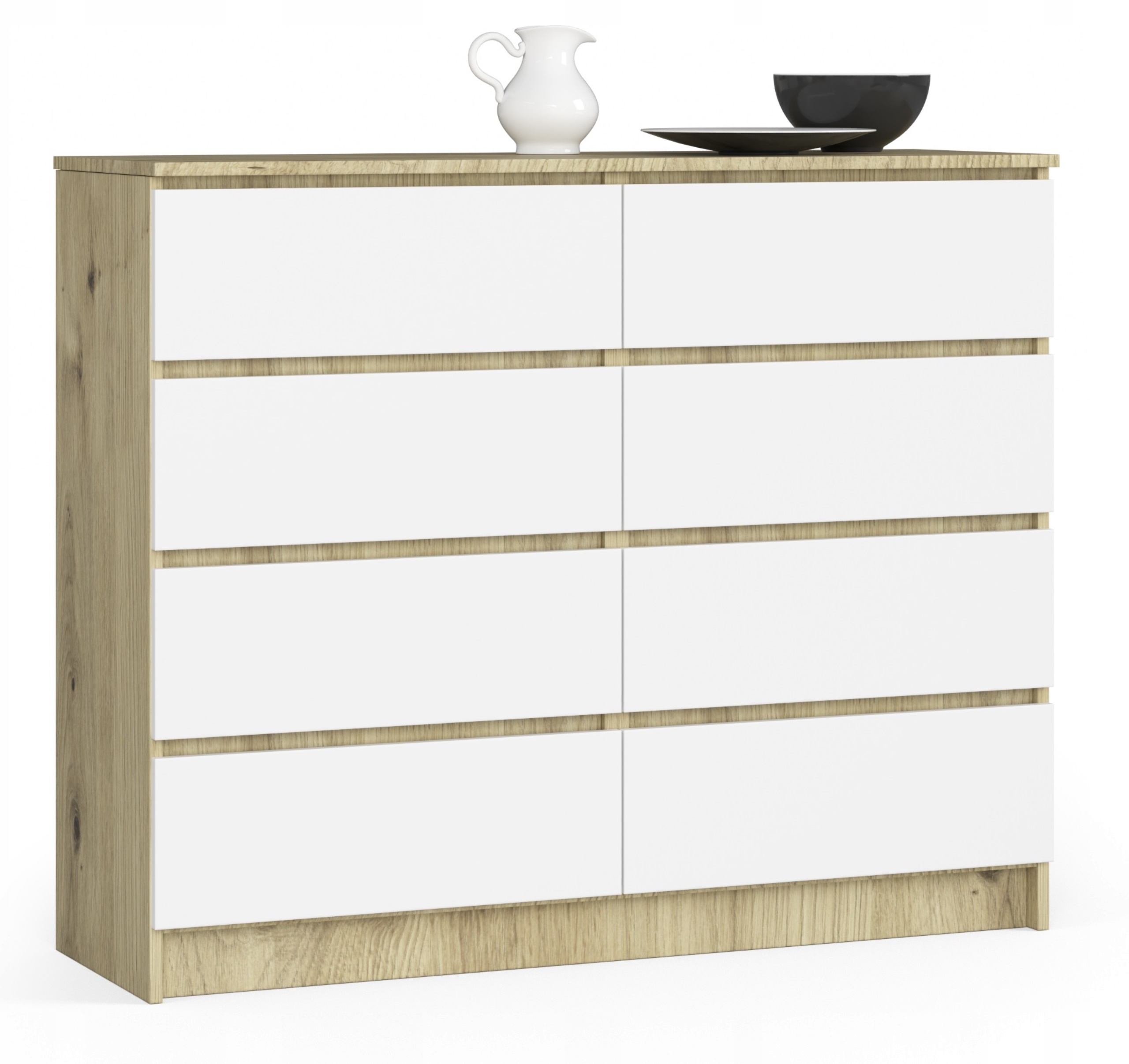 Komoda, skrinka K120 8 zásuviek artisan-biela Akd