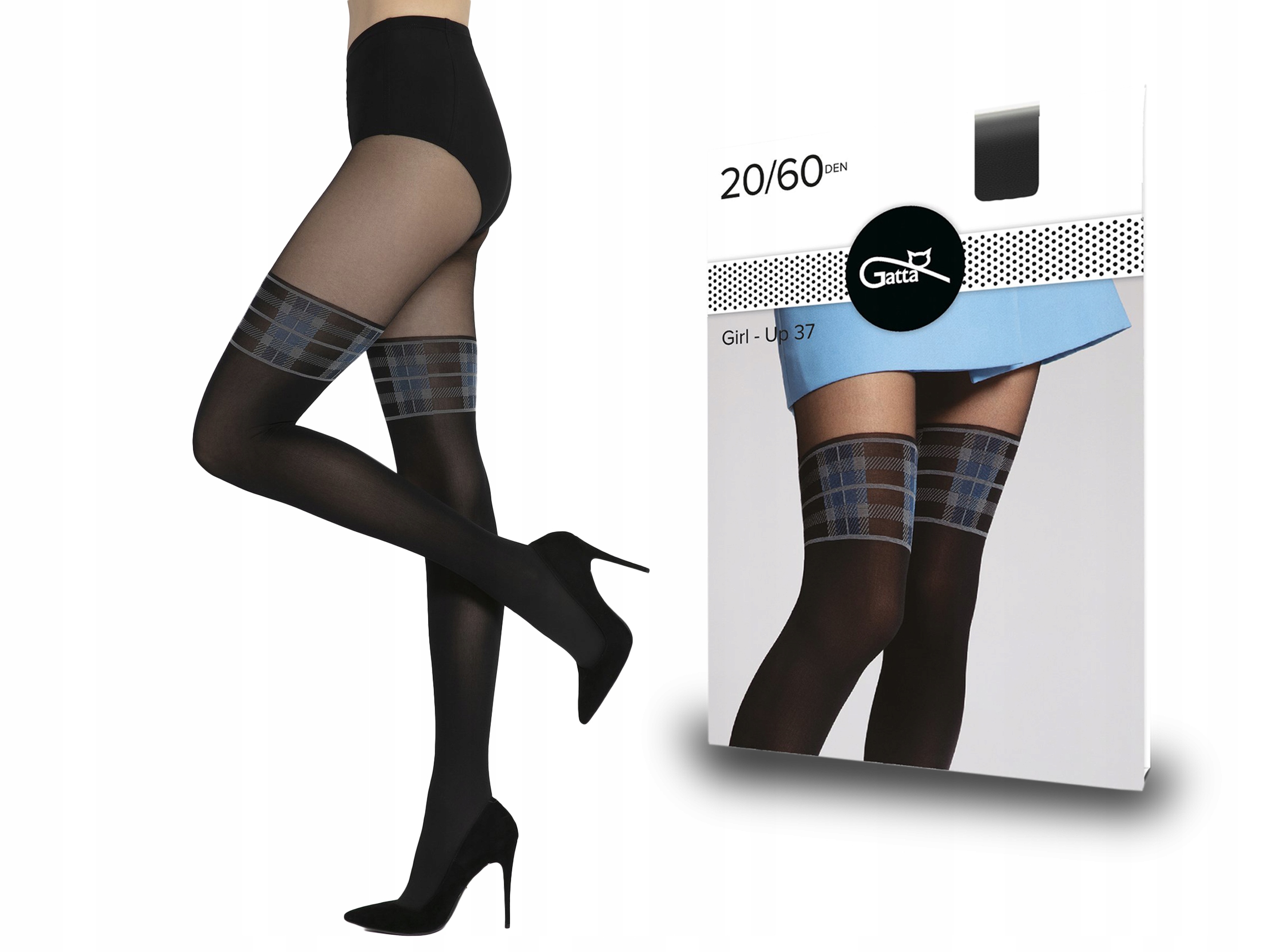 

Rajstopy wzorzyste Girl-Up 37 Gatta, Nero.Blue 2-S