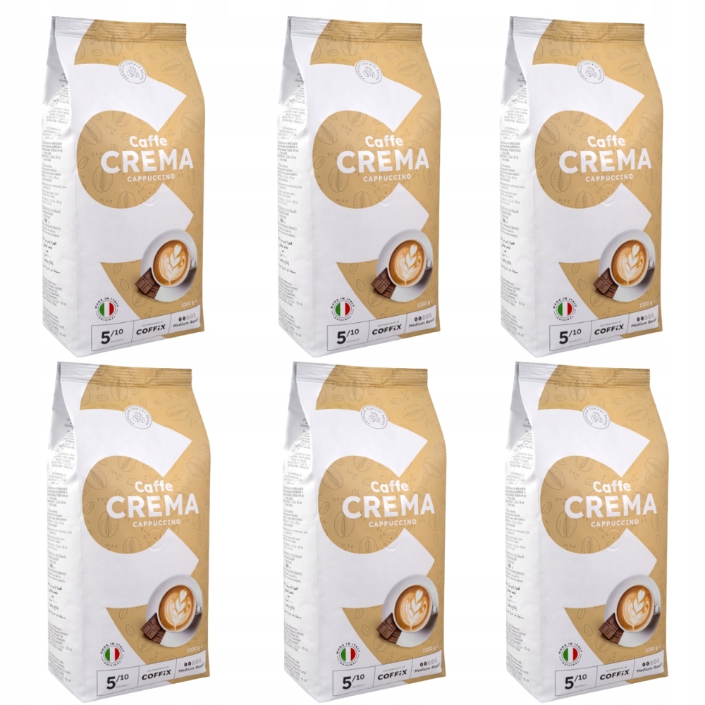 Levně Italská Káva zrnková Cappuccino Caffe Crema káva sada 6 kg