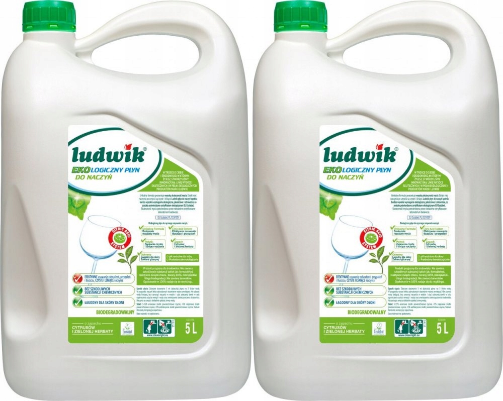 Płyn do naczyń Ludwik Ekologiczny cytrusy i zielona herbata 5l x2