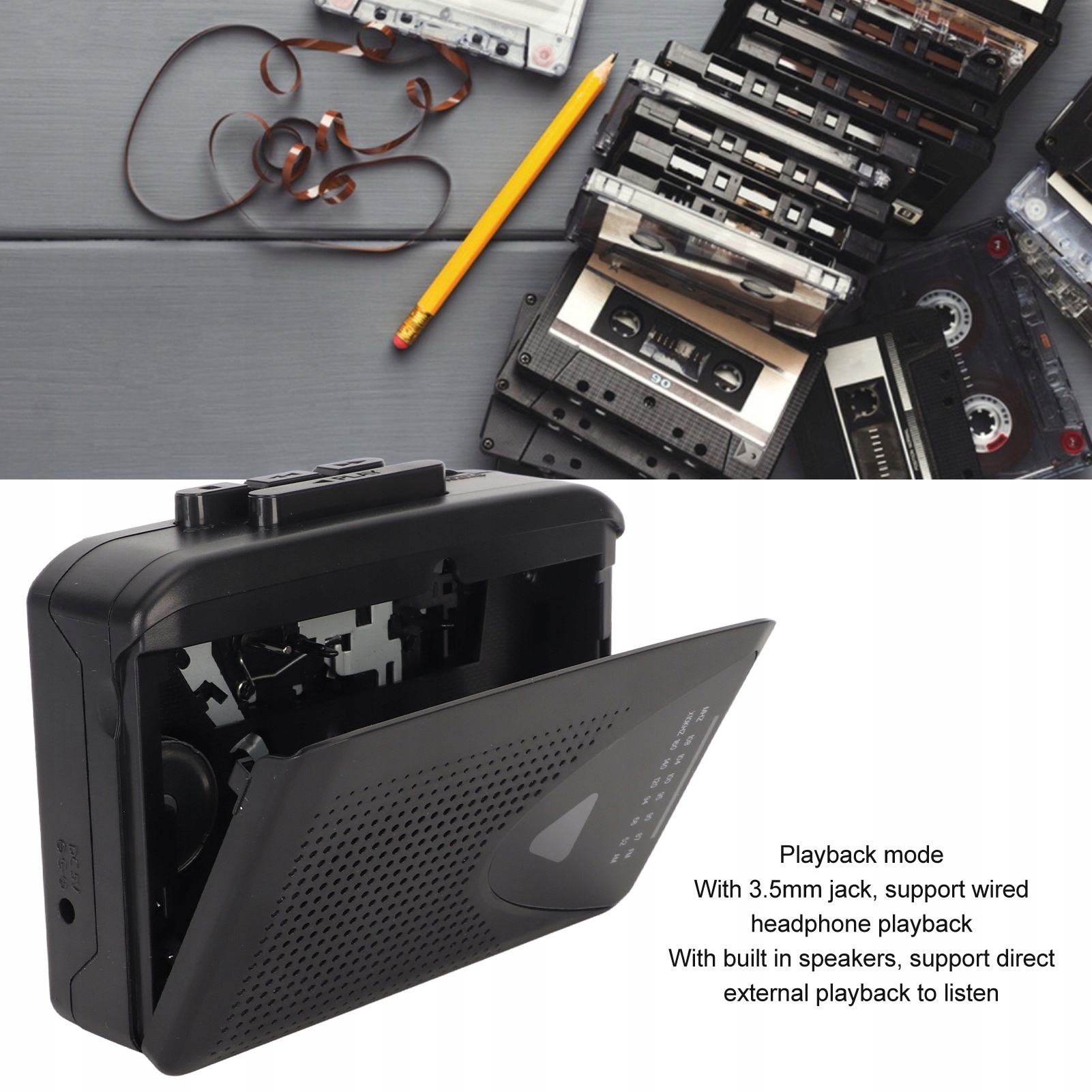 RADIO Z ODTWARZACZEM FM/AM KARTA DŹWIĘKOWA STEREO KASETA DO MP3 Rodzaj odtwarzanych nośników kaseta magnetofonowa