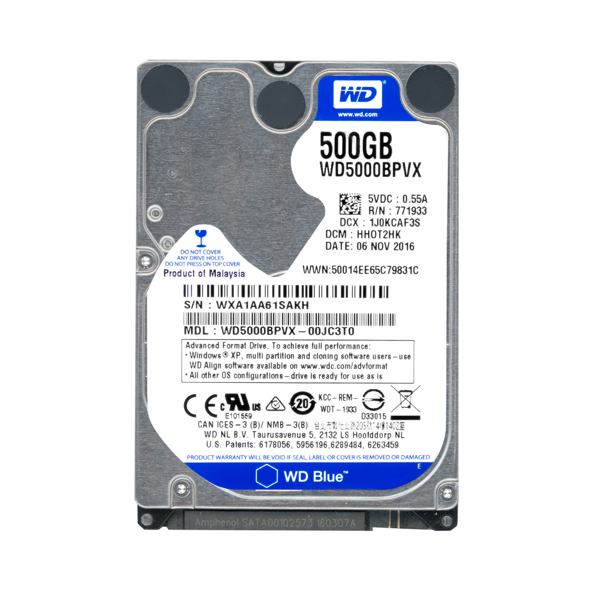 Wd Blue 500GB 5.4K 8MB Sata III 3.5'' WD5000BPVX