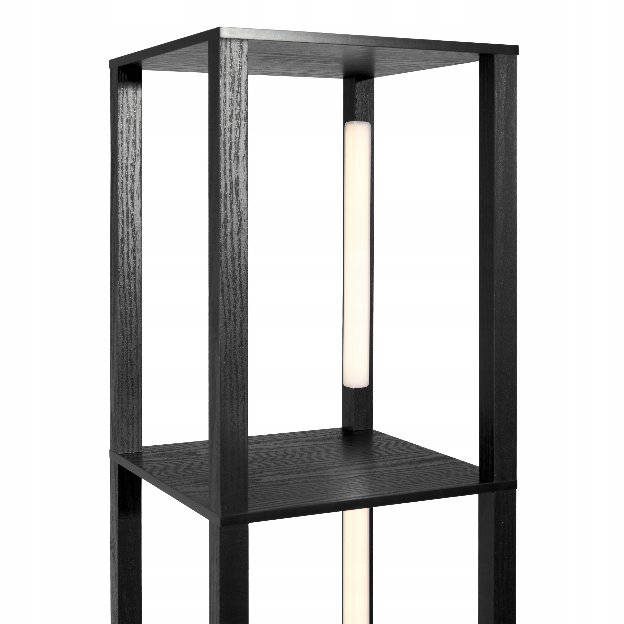 LAMPA PODŁOGOWA STOJĄCA DREWNO PÓŁKA CZARNA LED ŚCIEMNIANIE 2w1 LOFT 165CM Kod producenta 2024-003