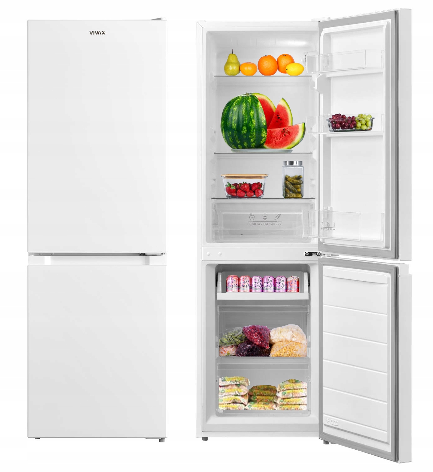 Lodówka dwudrzwiowa Vivax Cf-174LF W 152cm 174L Low Frost Biała 39dB