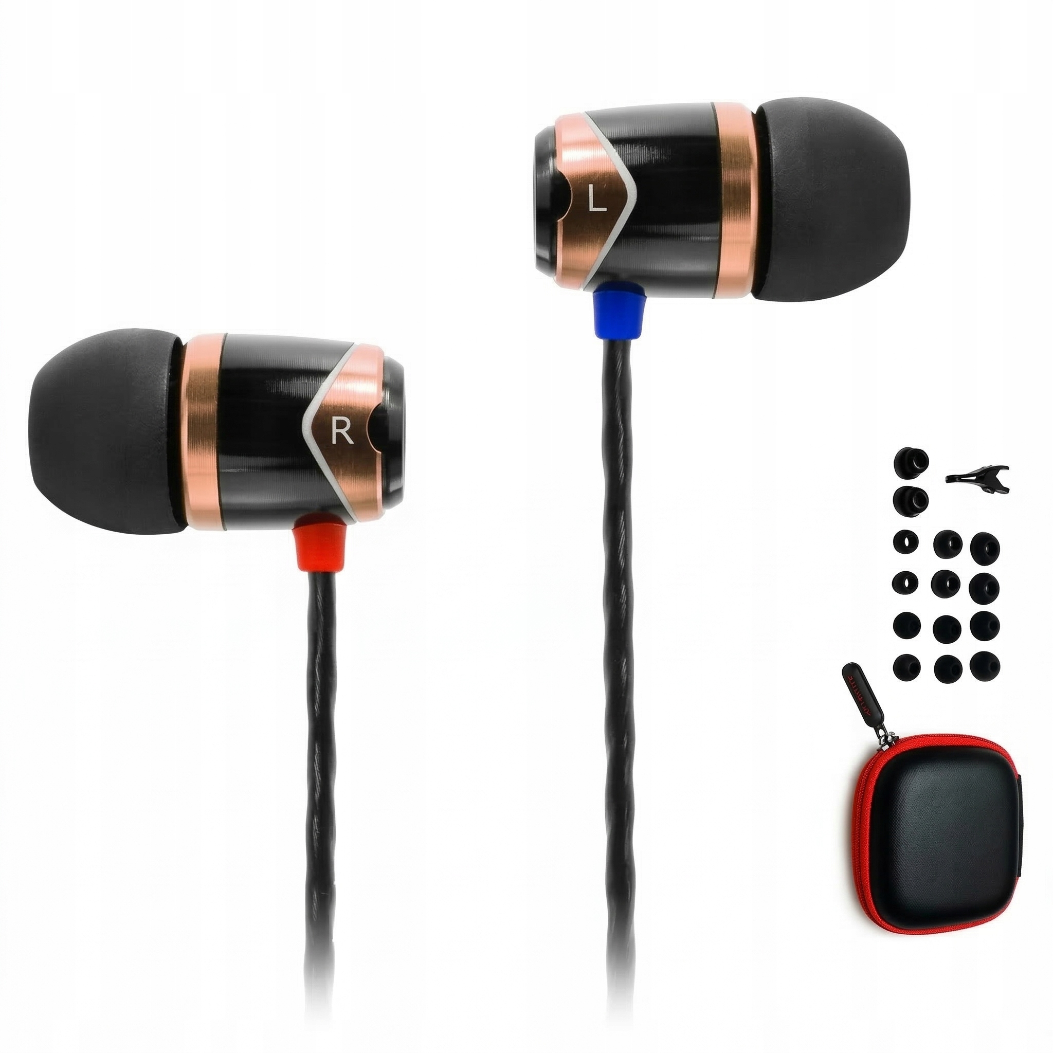SoundMAGIC E10 Black-Gold słuchawki dokanałowe Oplot+etui jack 3.5mm