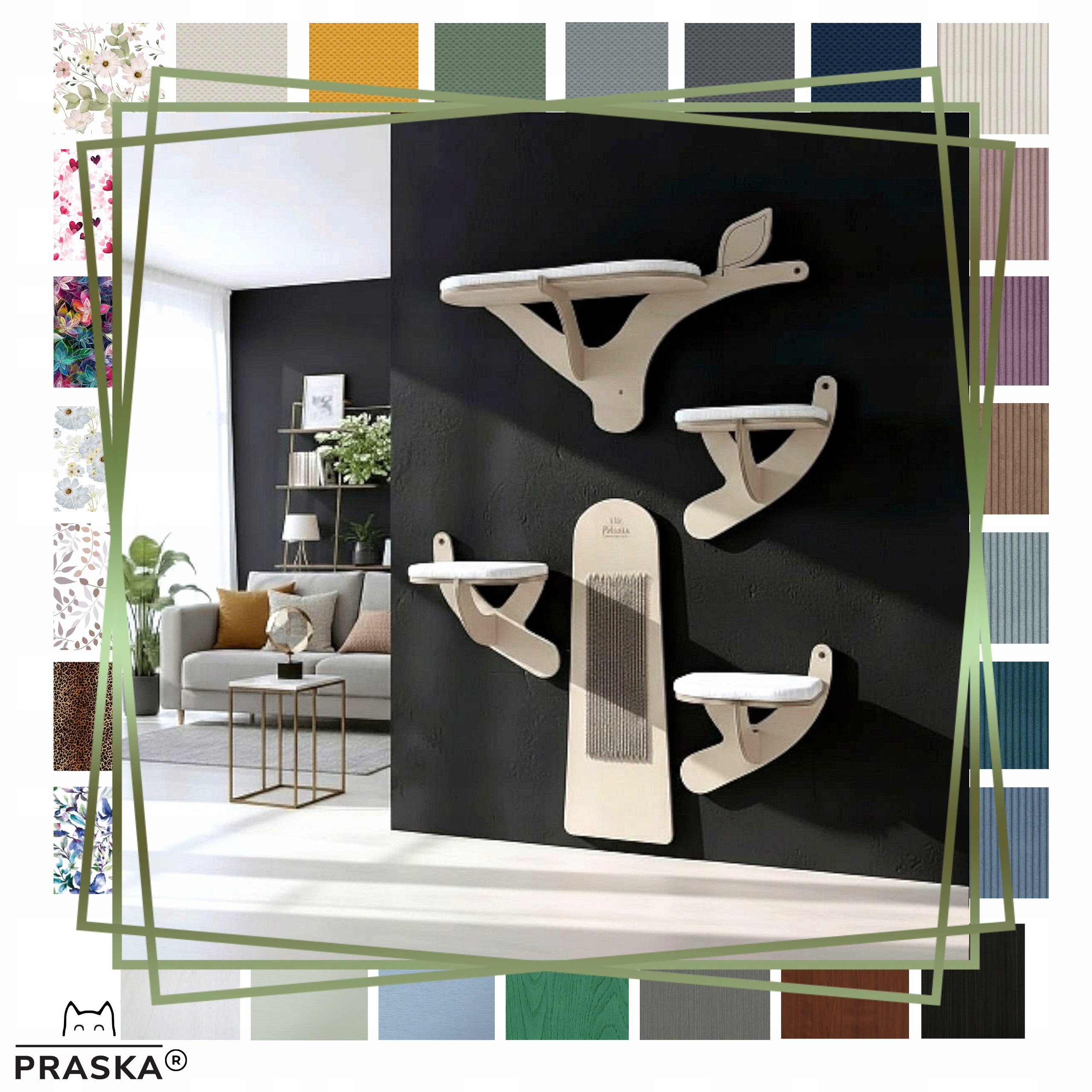 Praska Škrabadlo pro kočky Stromek Akácie Arte na zeď barevné překližka Barva