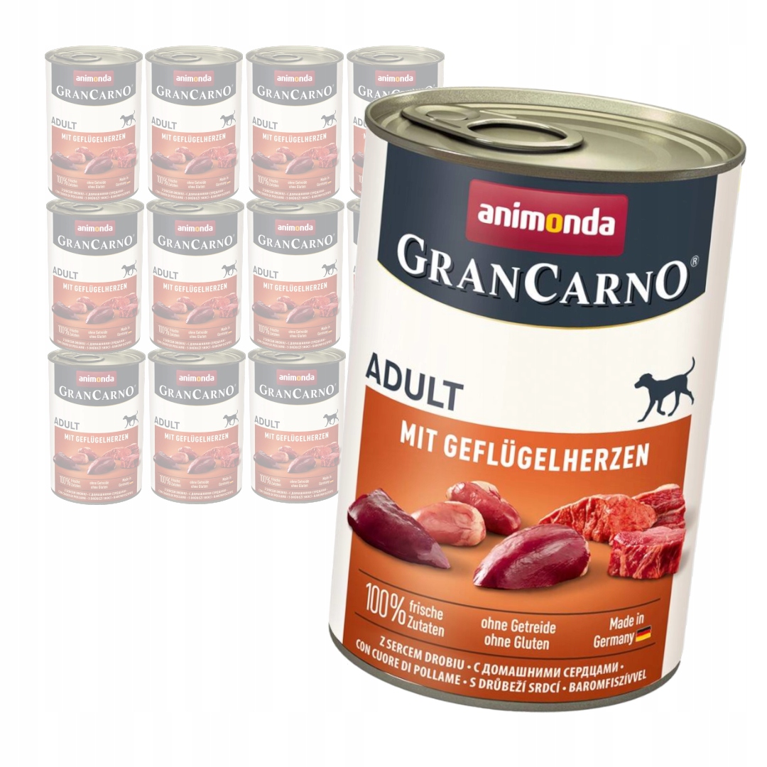Levně Animonda GranCarno Adult 12x400g Vlhké Krmivo pro psy s drůbežím srdcem