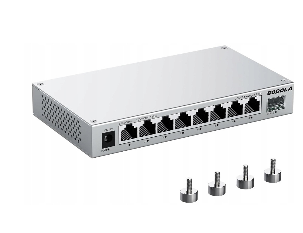 Sodola 8-portový ethernetový prepínač 2,5 G s 10G Sfp