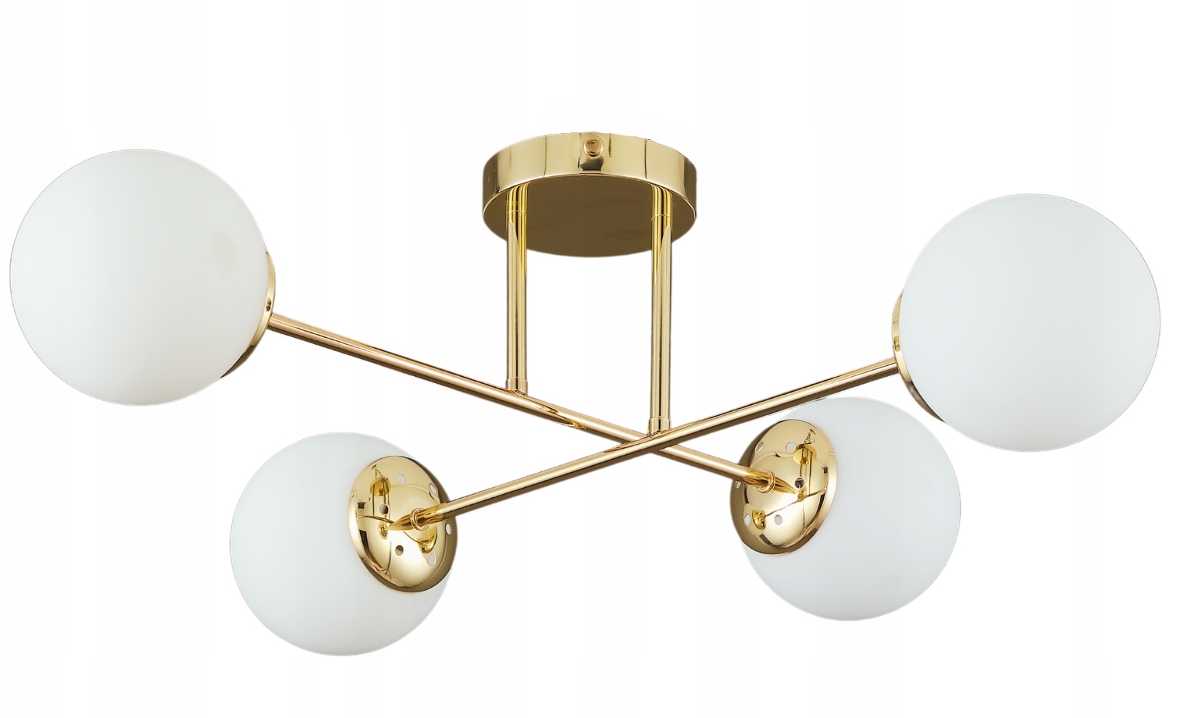 Zlatá závěsná stropní lampa Lustr Bílé Led koule E27 Značková Elegance