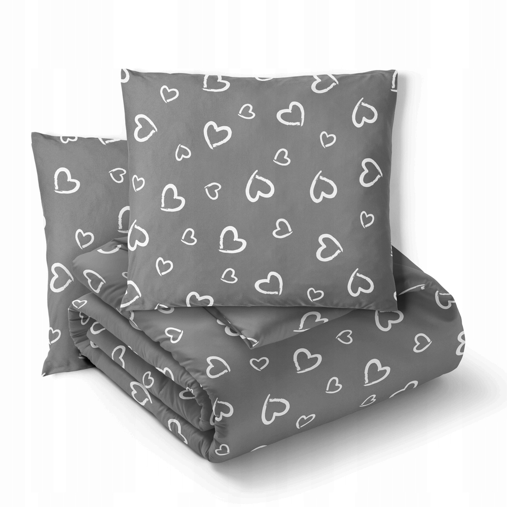 Sada Povlečení 160x200 2x70x80, 100% Bavlna, 140 g/m2, vzor: Bílé srdce