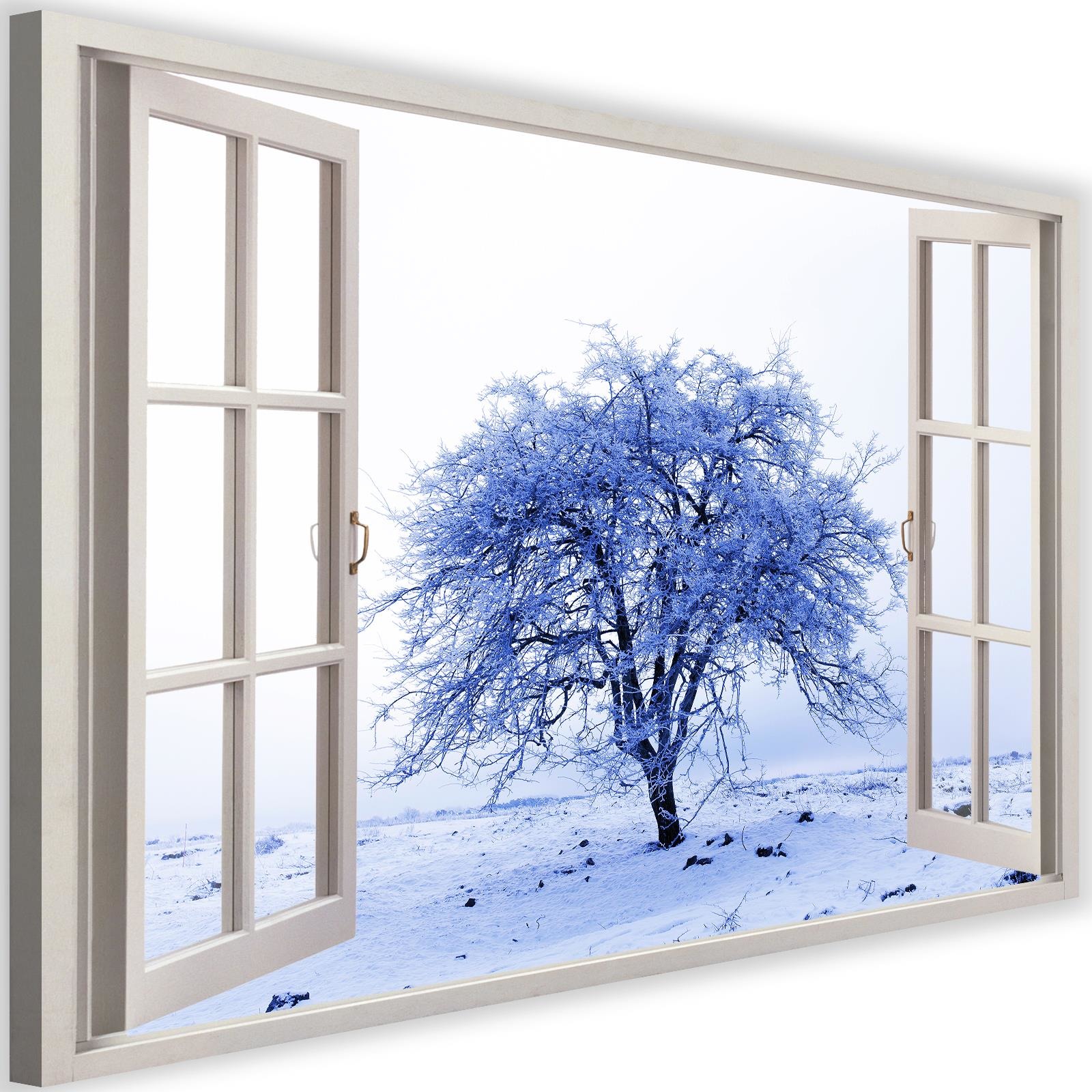 

Obraz Na Płótnie Okno Ośnieżone Drzewo Nowy 120x80