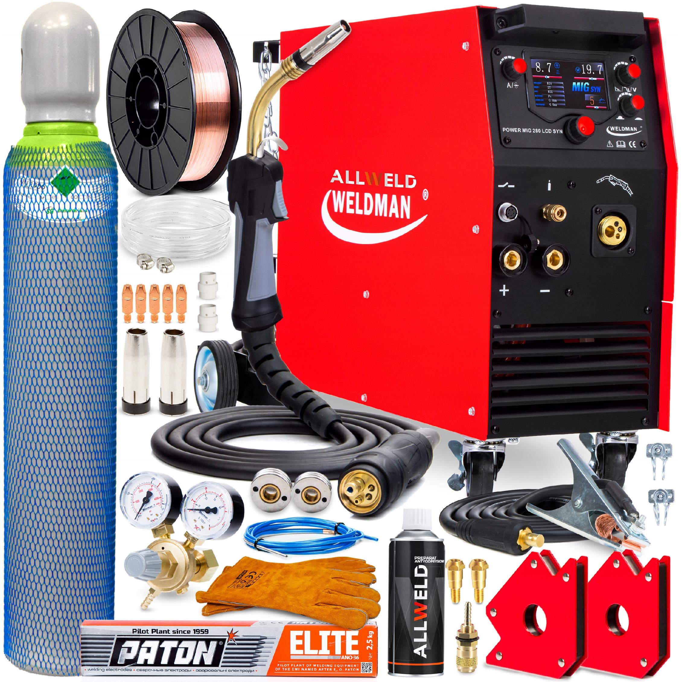 SPAWARKA INWERTEROWA WELDMAN POWER MIG 280 LCD MMA TIG ALU SYN 4R 4X4 400V