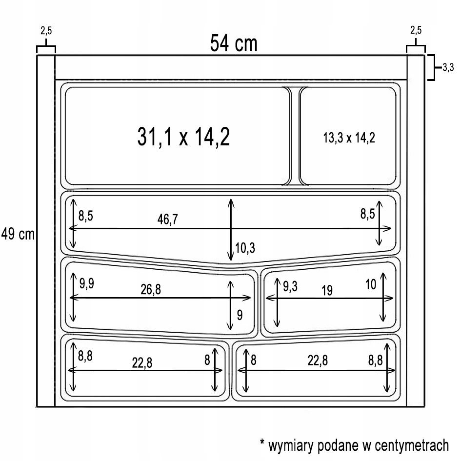 WKŁAD NA SZTUĆCE DO SZUFLADY 60 ITALIA SZARY Rodzaj organizer do szuflady