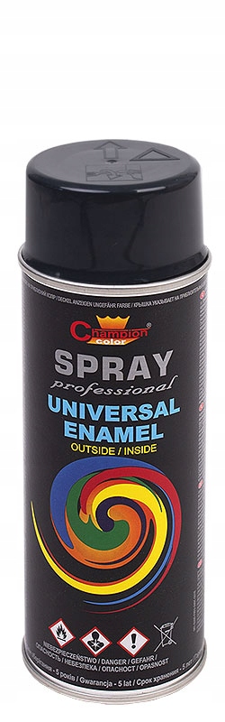 Farba emalia spray uniwersalna Champion Color Plus czarny połysk 0,4 l