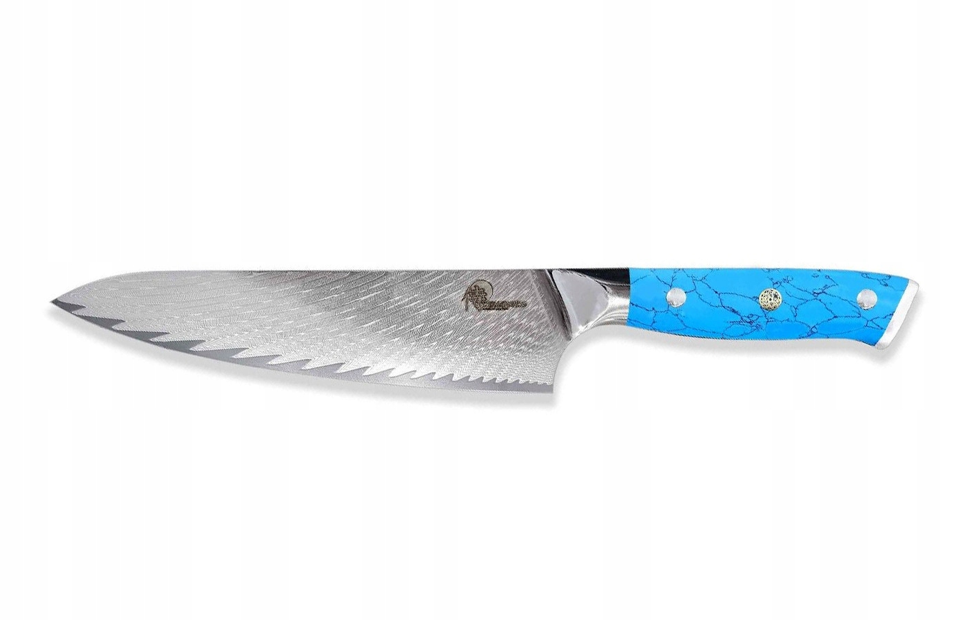 Nôž šéfkuchára Gyuto 210 mm Dellinger Blue Stone VG-10 Damascus