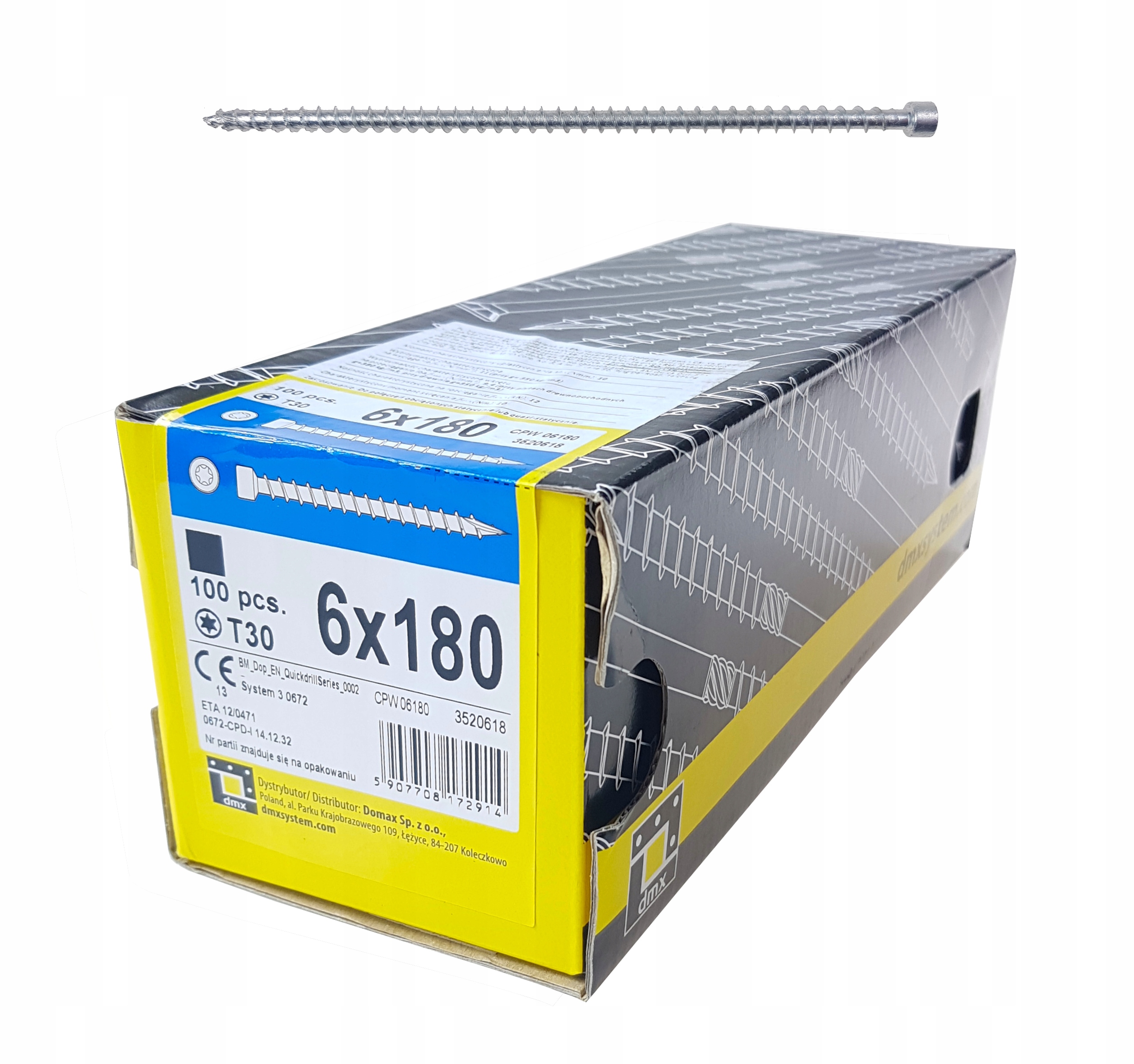 Tesařský Vrut Cpw 6x180 Plný Závit Válcová Hlava