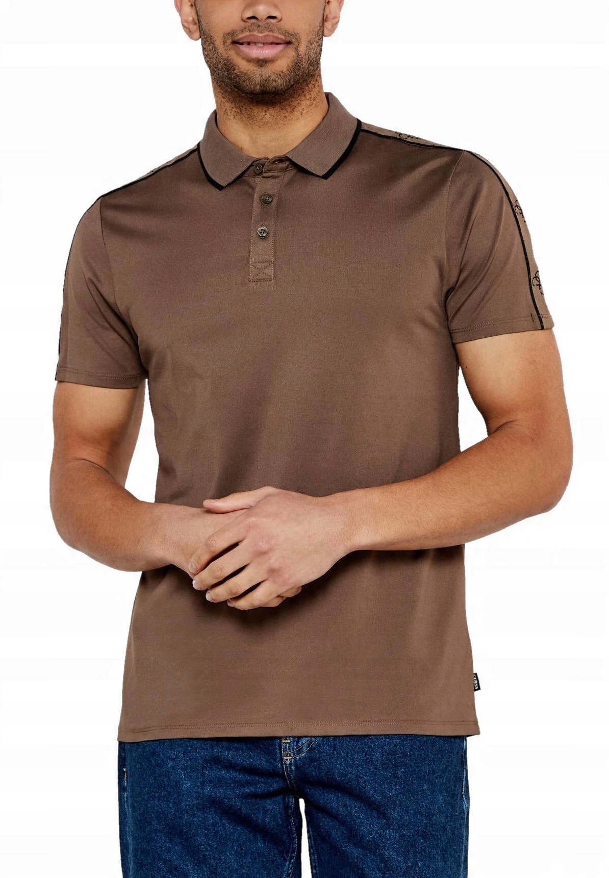 Pánské Polokošile Guess Bavlněné S Logovanou Hnědou Polovinou XL